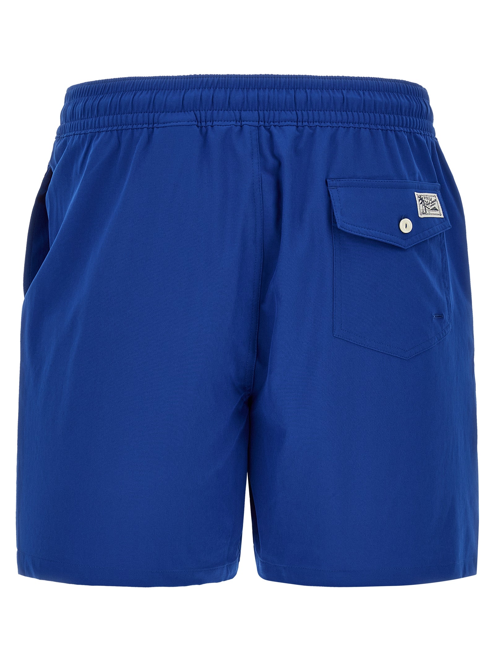 Indulge in the elegance of Polo Ralph Lauren's Blue Polyester Swim Shorts, crafted for the discerning individual seeking timeless style and unparalleled comfort.