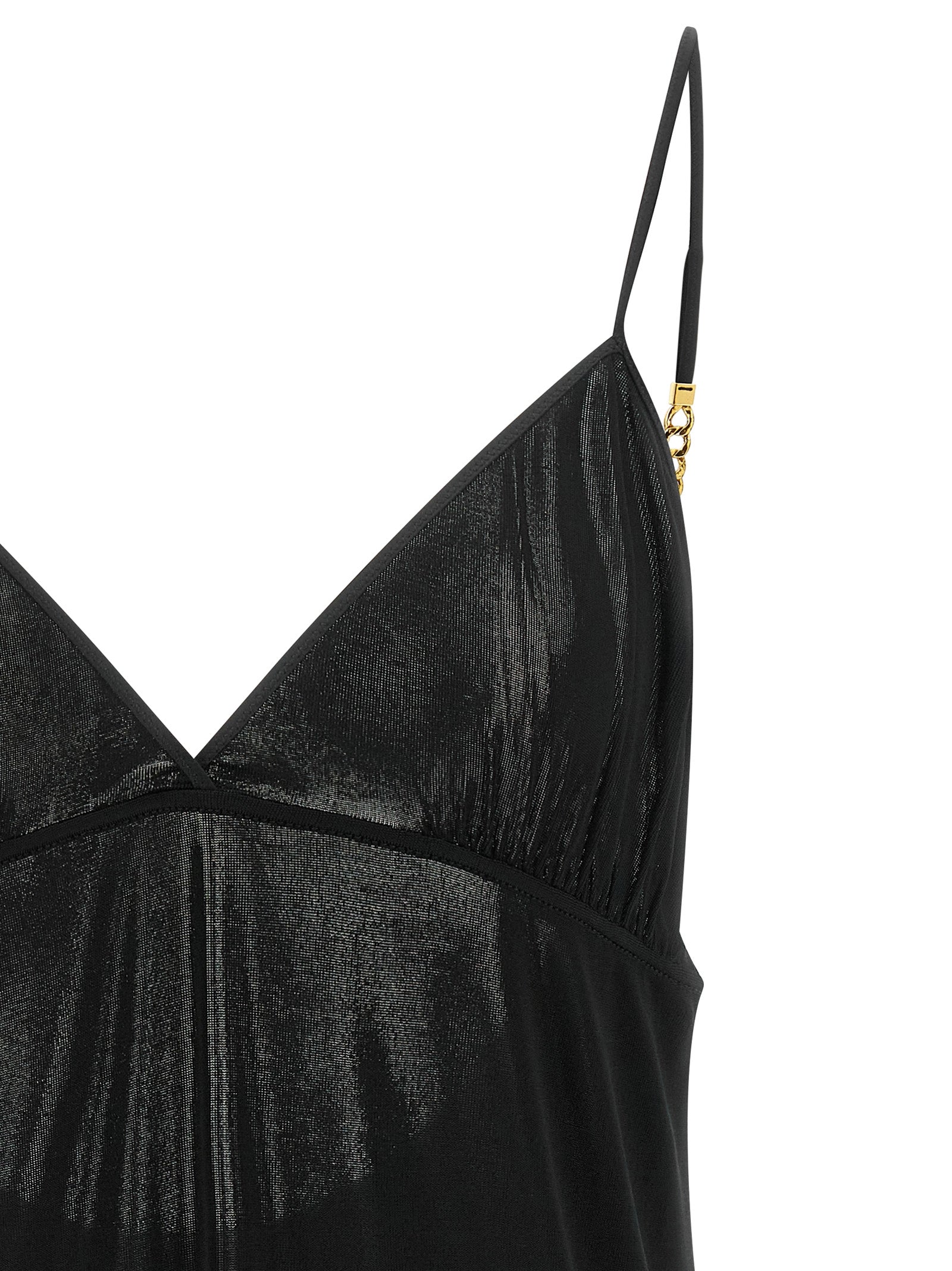 Indulge in the exquisite allure of the Saint Laurent Black Viscose Tank Top, a luxurious blend of elegance and sophistication, perfect for elevating any evening ensemble.