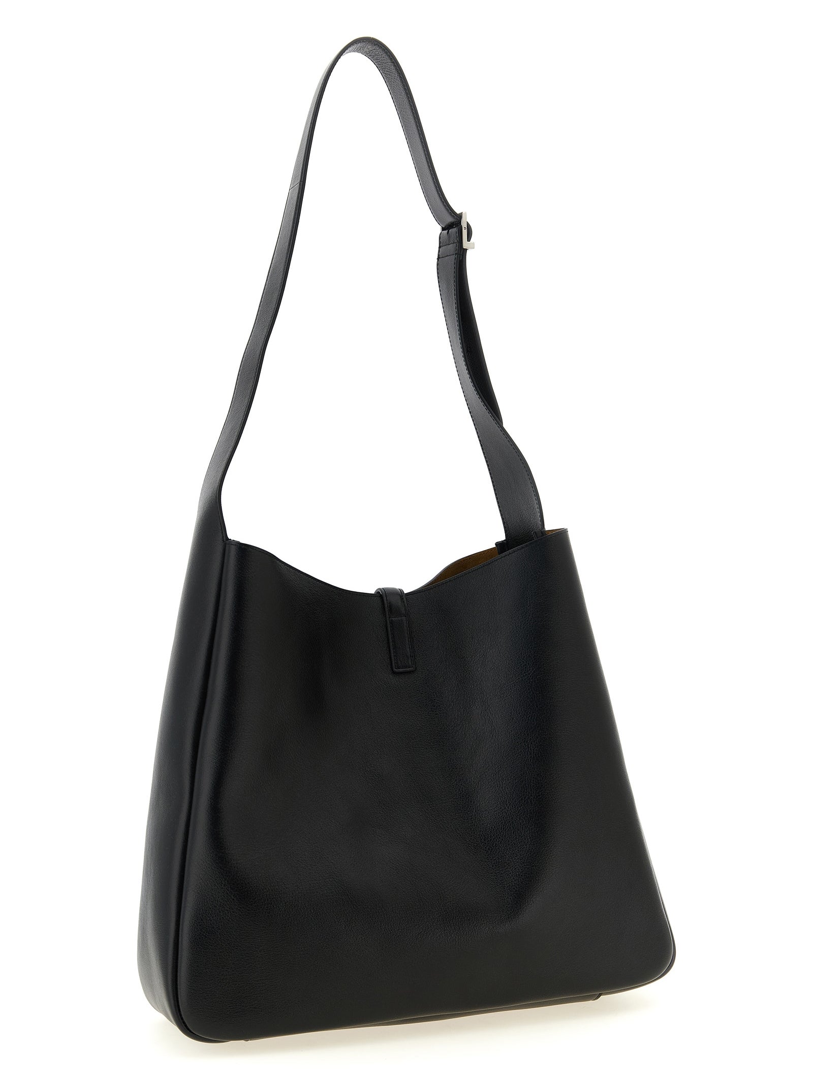 Elevate your style with the Saint Laurent Black Calfskin Shoulder Bag, a masterpiece of exquisite craftsmanship and timeless luxury, perfect for any sophisticated ensemble.