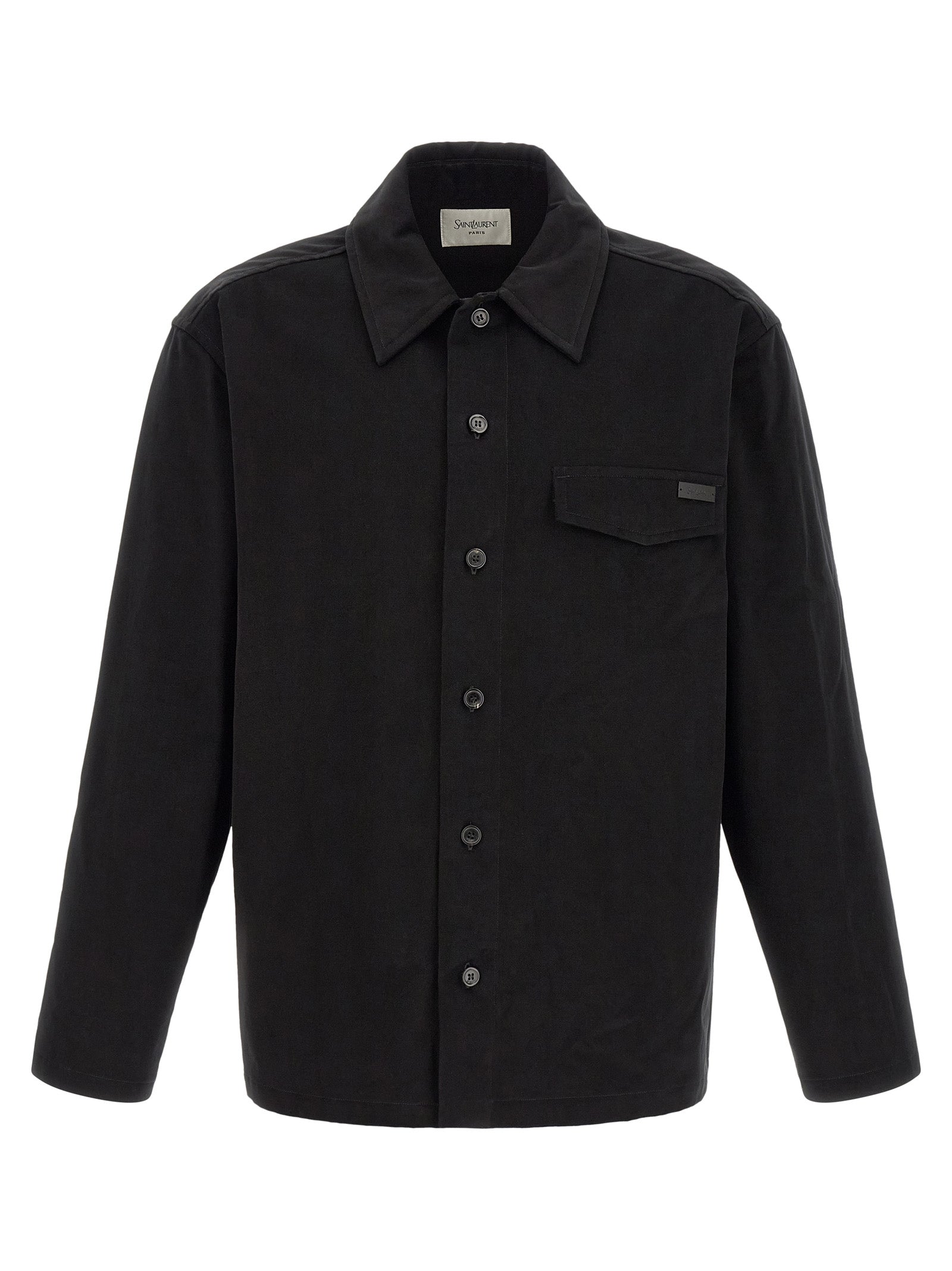Elevate your wardrobe with the Saint Laurent Black Cotton Blouse, a masterpiece of refined craftsmanship and timeless elegance, perfect for the discerning individual.