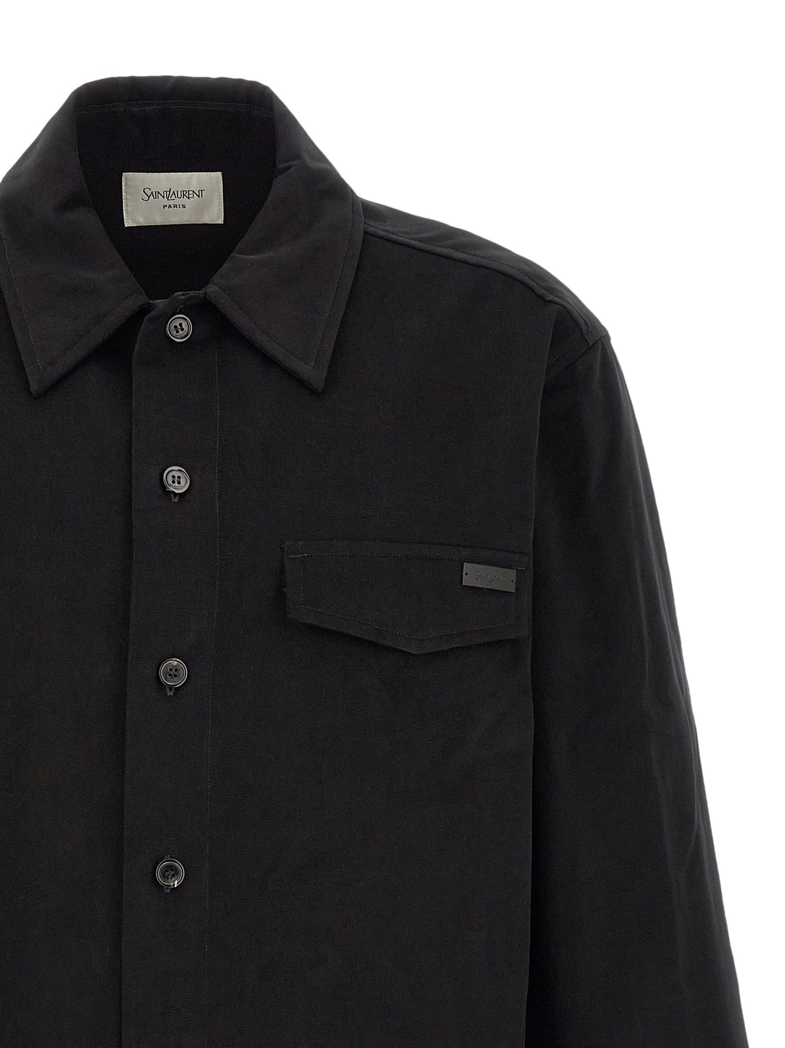 Discover the Saint Laurent Black Cotton Blouse, a masterpiece of Italian craftsmanship that elevates your style with its sophisticated design and luxurious allure.