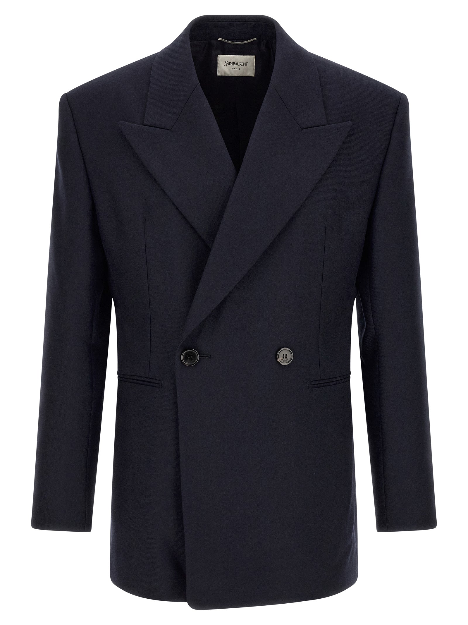 Experience the allure of the Saint Laurent Blue Wool Blazer, a testament to exquisite craftsmanship and timeless elegance, perfect for the discerning connoisseur.