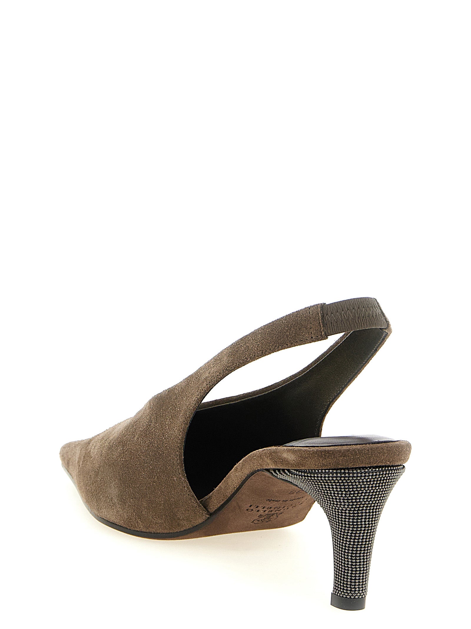 Elevate your elegance with Brunello Cucinelli Gray Calfskin Mid Heel Pumps, where exquisite craftsmanship meets timeless luxury, perfect for the discerning connoisseur.