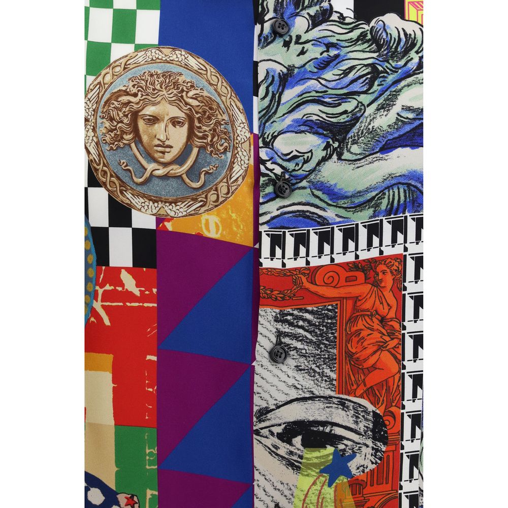 Indulge in the exquisite elegance of the Versace Multicolor Silk Pattern Shirt, crafted from luxurious silk twill, embodying timeless sophistication for the discerning connoisseur.
