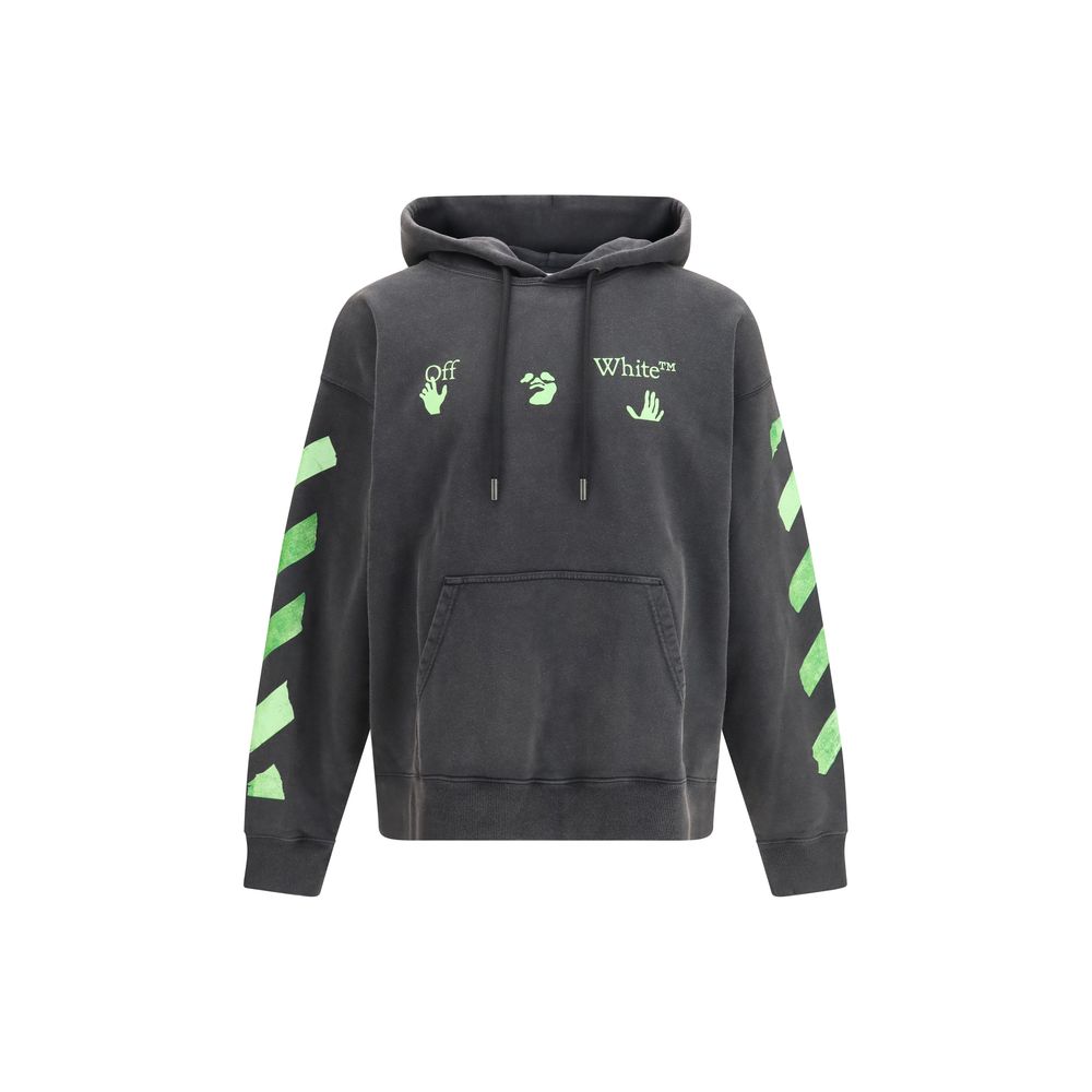 Elevate your wardrobe with the Off-White Gray Cotton Sweatshirt, a masterpiece of urban elegance crafted from soft brushed cotton, perfect for discerning tastes.