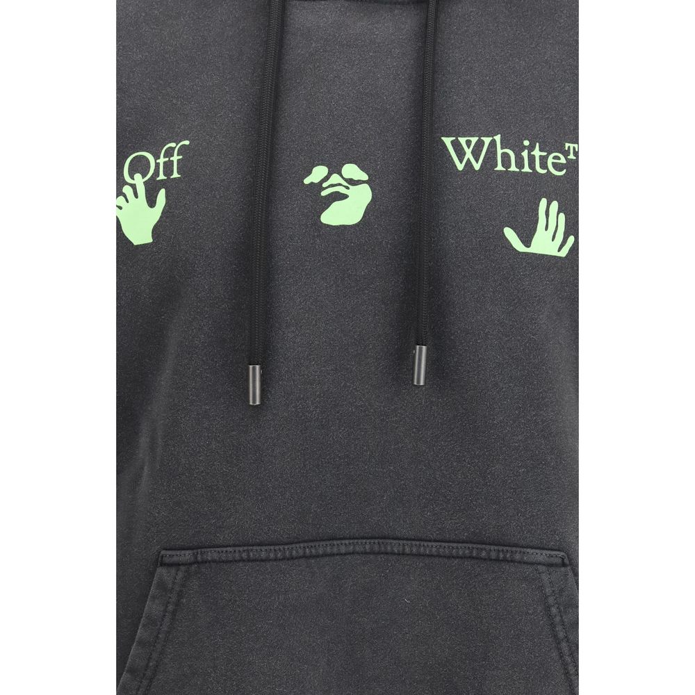 Elevate your style with the Off-White Gray Cotton Sweatshirt, a masterpiece of soft brushed cotton featuring bold graphics, perfect for the discerning individual.