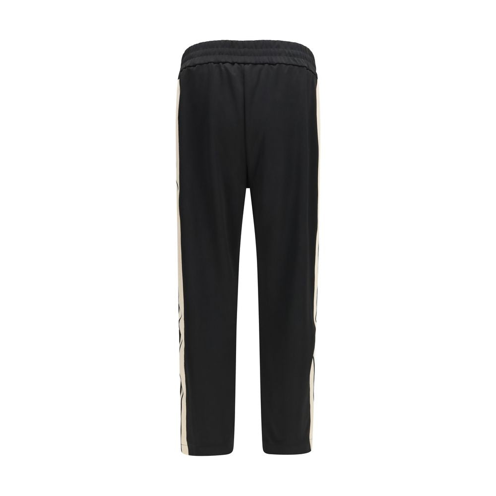 Indulge in the elegance of Palm Angels Black Polyester Joggers, where retro-inspired design meets contemporary luxury, perfect for the discerning modern wardrobe.