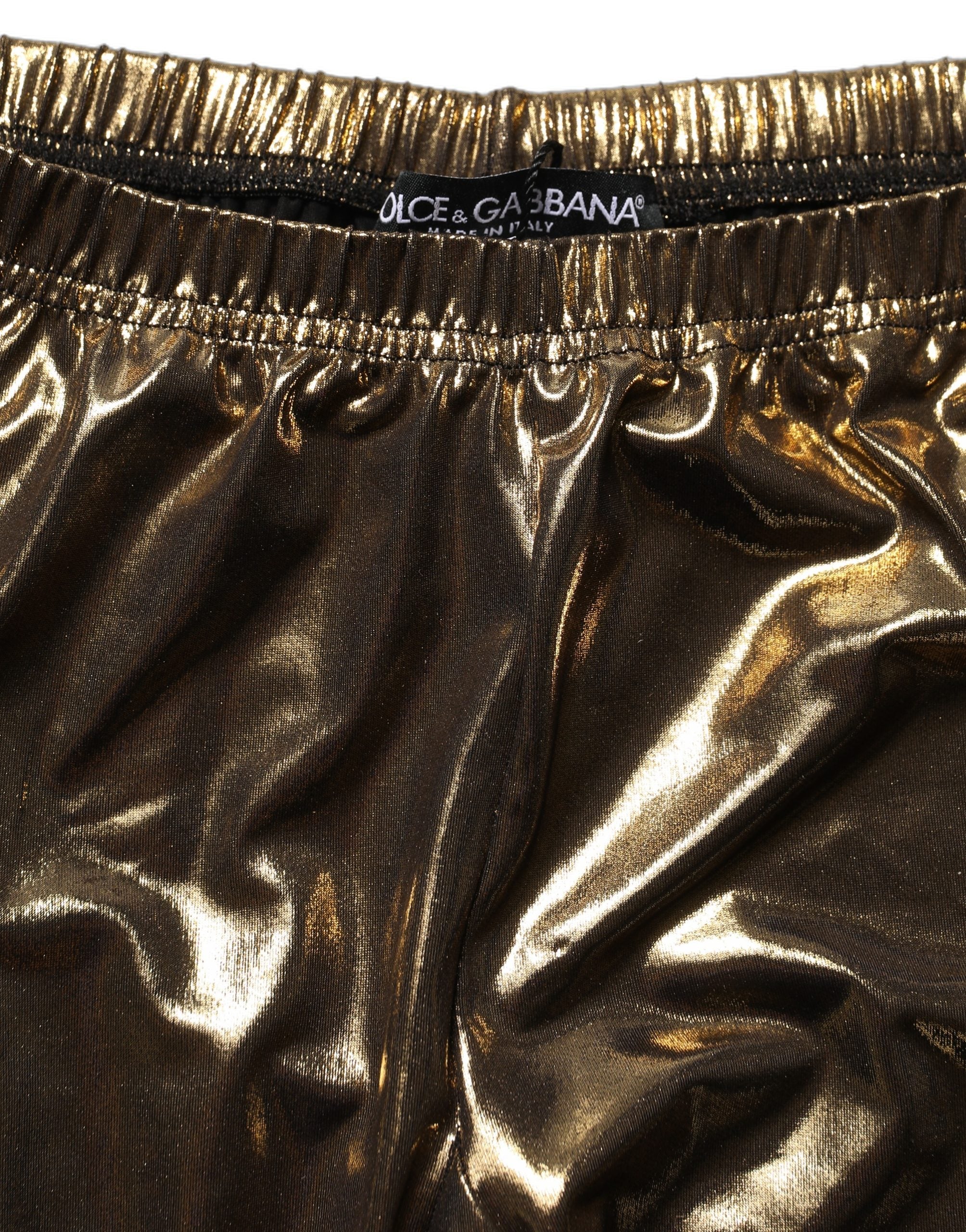 Dolce & Gabbana Gold Metallic Leggings Pantyhose Stockings Socks