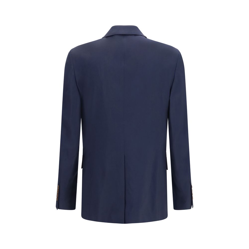 Elevate your wardrobe with the Vivienne Westwood Blue Wool Oves Aries Full-Length Jacket, a masterpiece of Italian craftsmanship in luxurious fleece wool, embodying timeless elegance and modern sophistication.