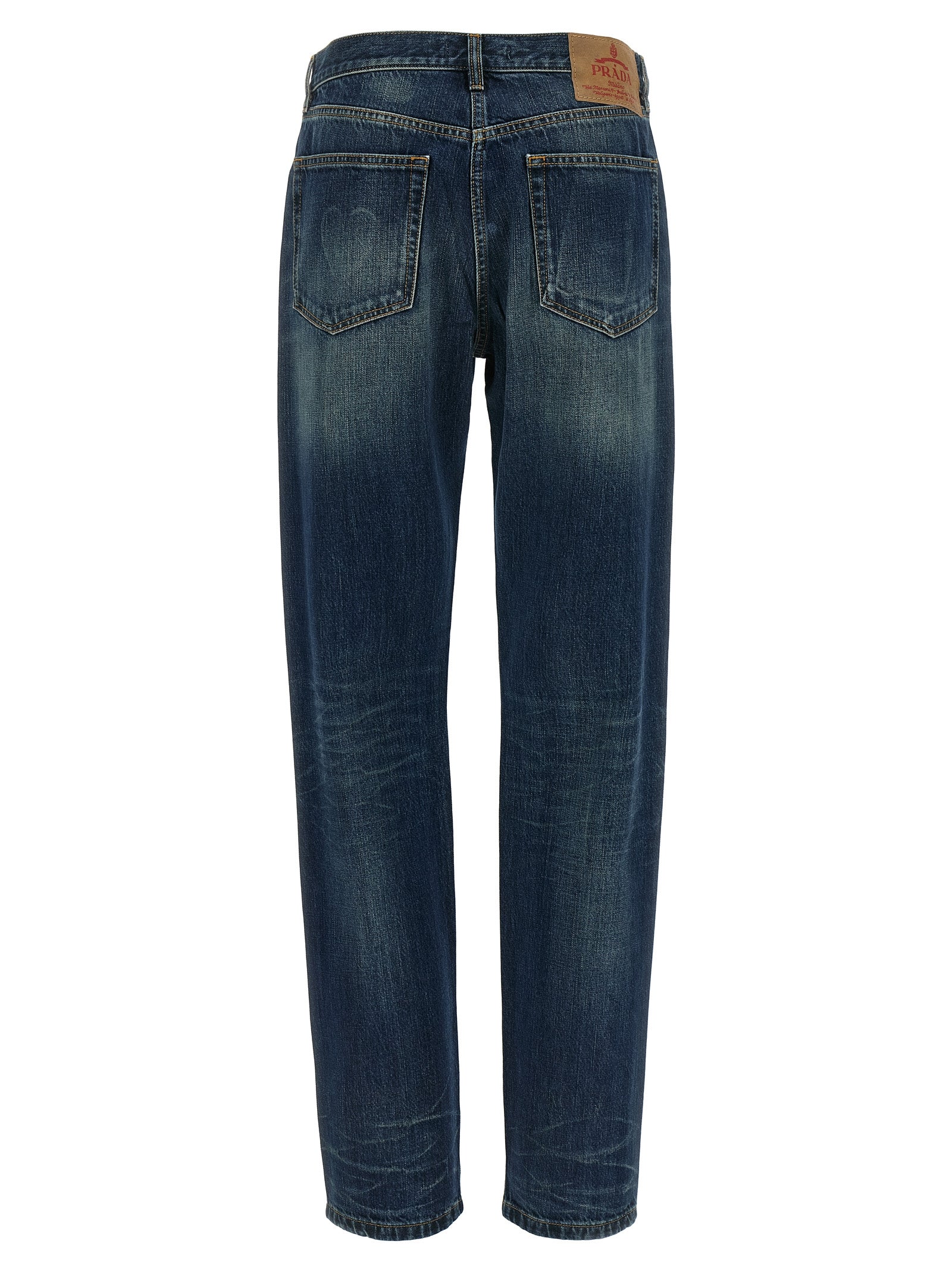 Prada Blue Cotton Straight-Leg Jeans