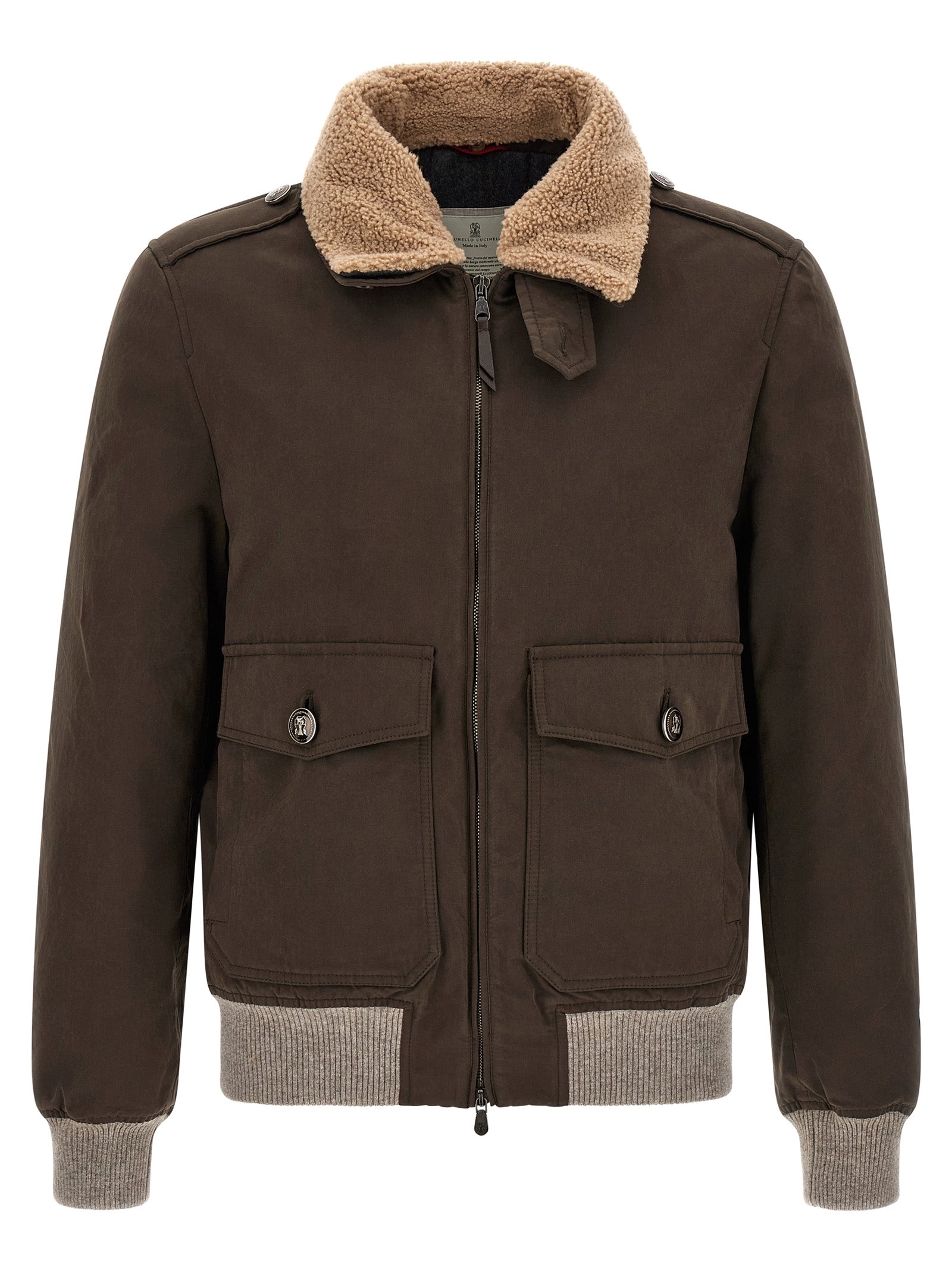 Brunello Cucinelli Brown Cotton Bomber Jacket - Timeless Luxury
