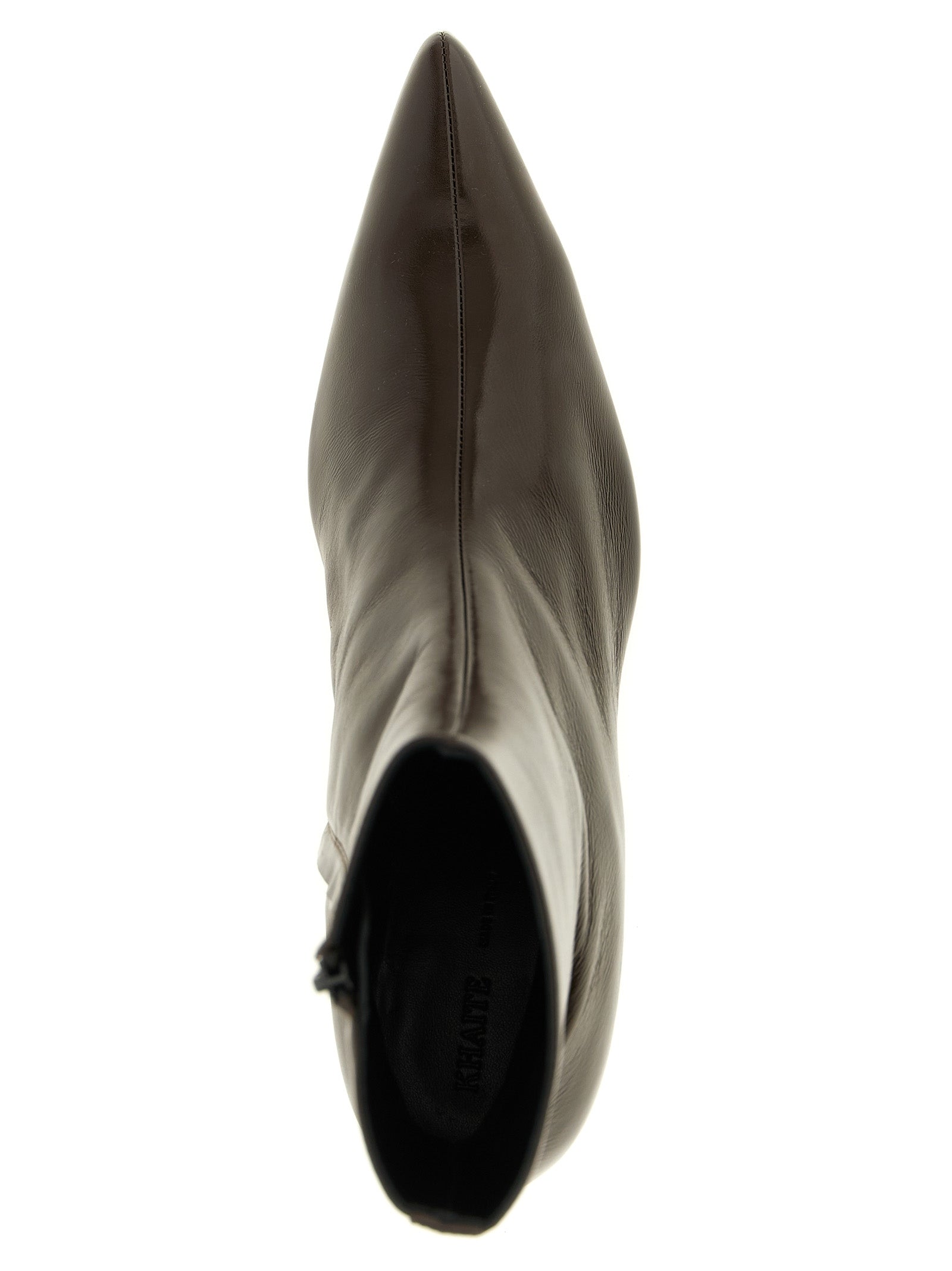 Khaite Sybil Ankle Boots in Cocoa Calfskin Leather - Luxury Footwear