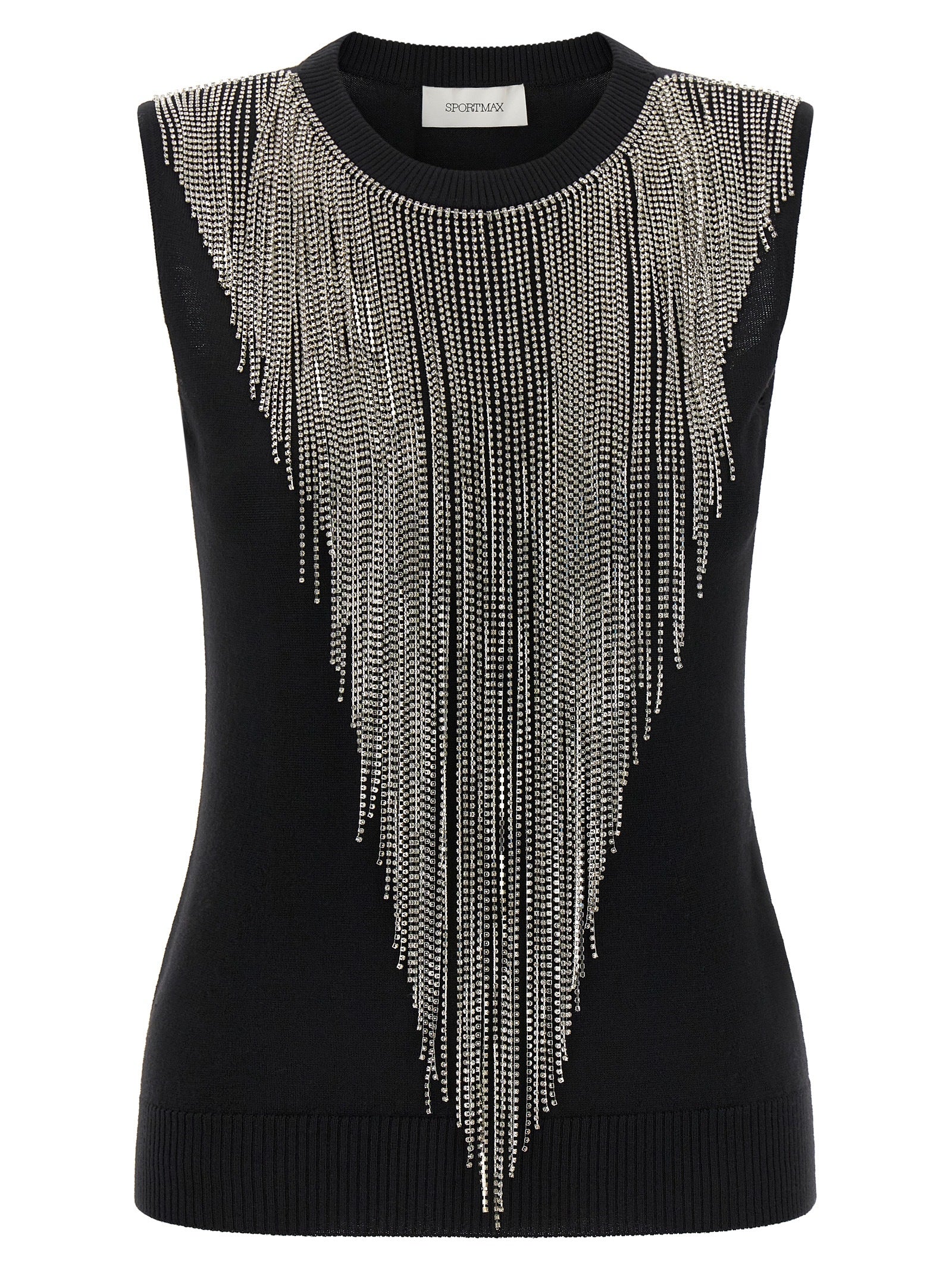 Sportmax SpxCrine Black Virgin Wool Tank Top - Elevate Your Elegance