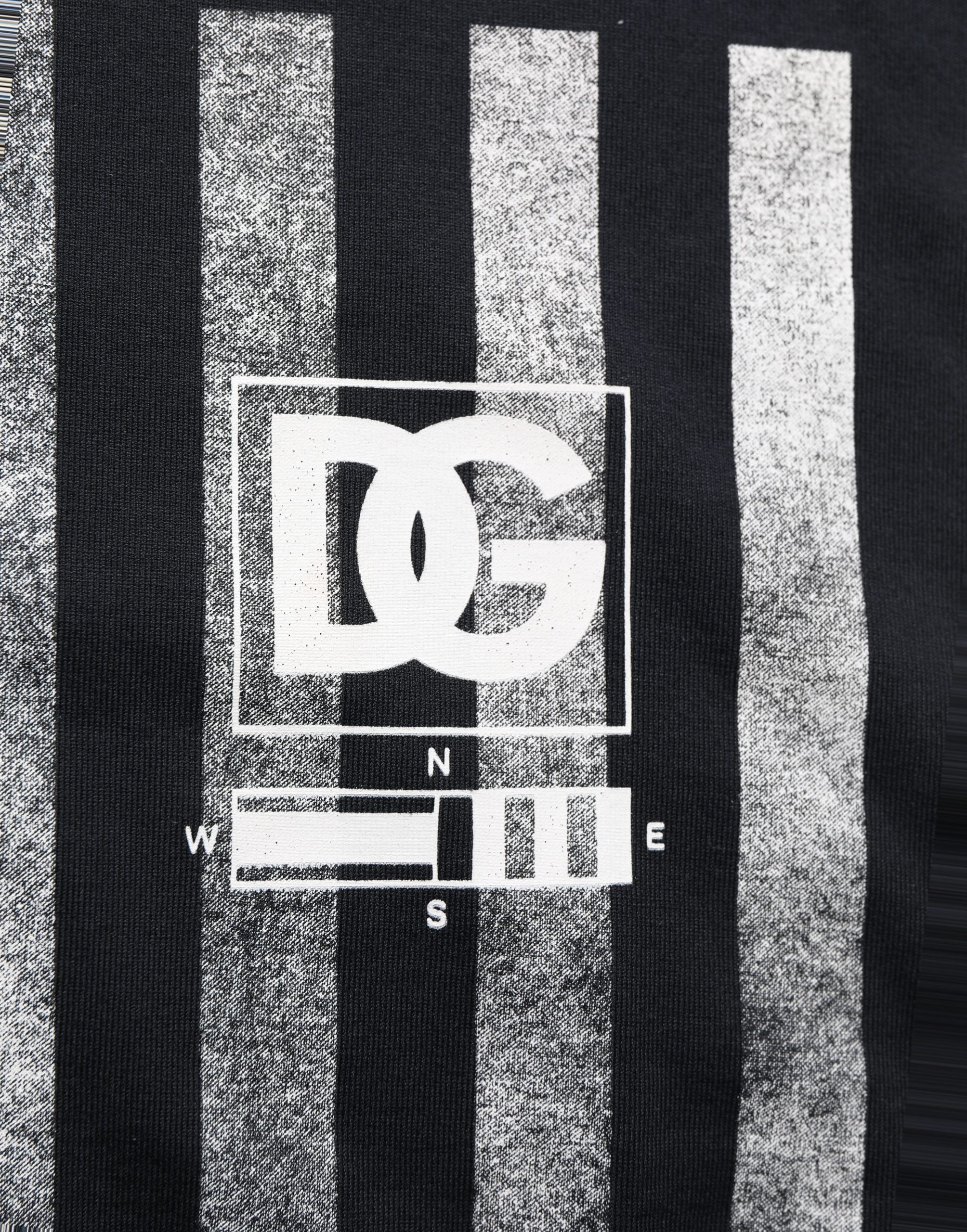 Dolce & Gabbana Blue Striped Print Cotton Crew Neck T-shirt