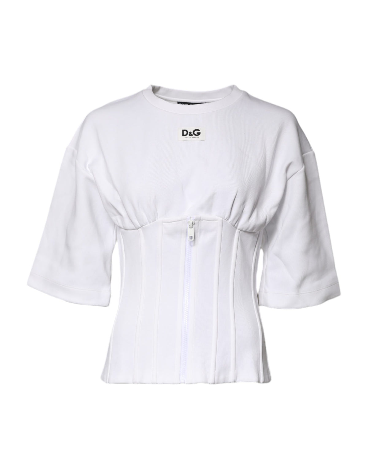 Dolce & Gabbana White Corset Blouse - Timeless Luxury Elegance