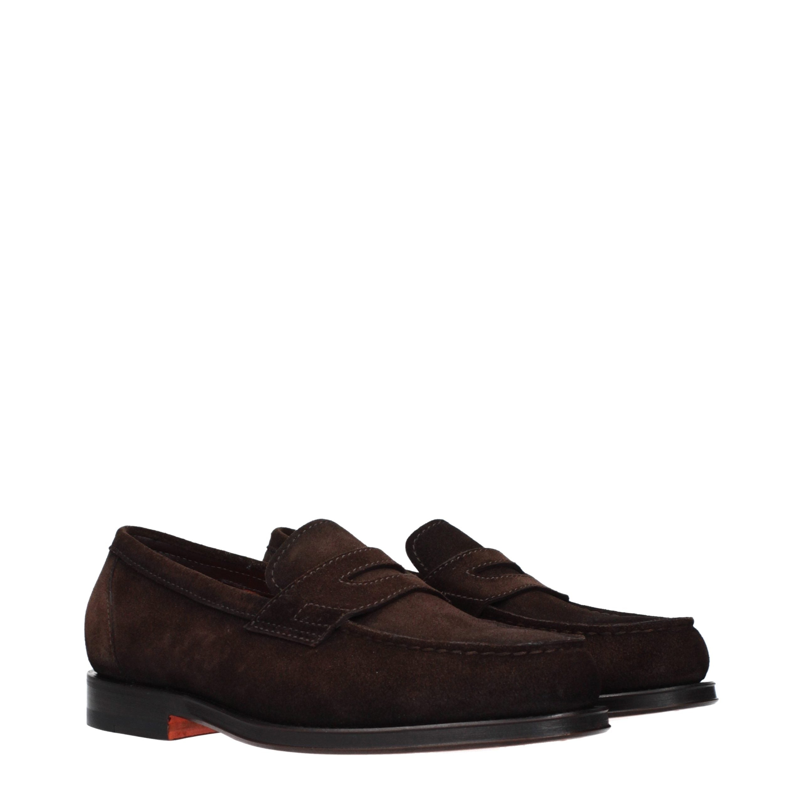 Elevate your style with Santoni Brown Leather Slip-On Loafers, where exquisite craftsmanship meets timeless elegance, perfect for the discerning individual.