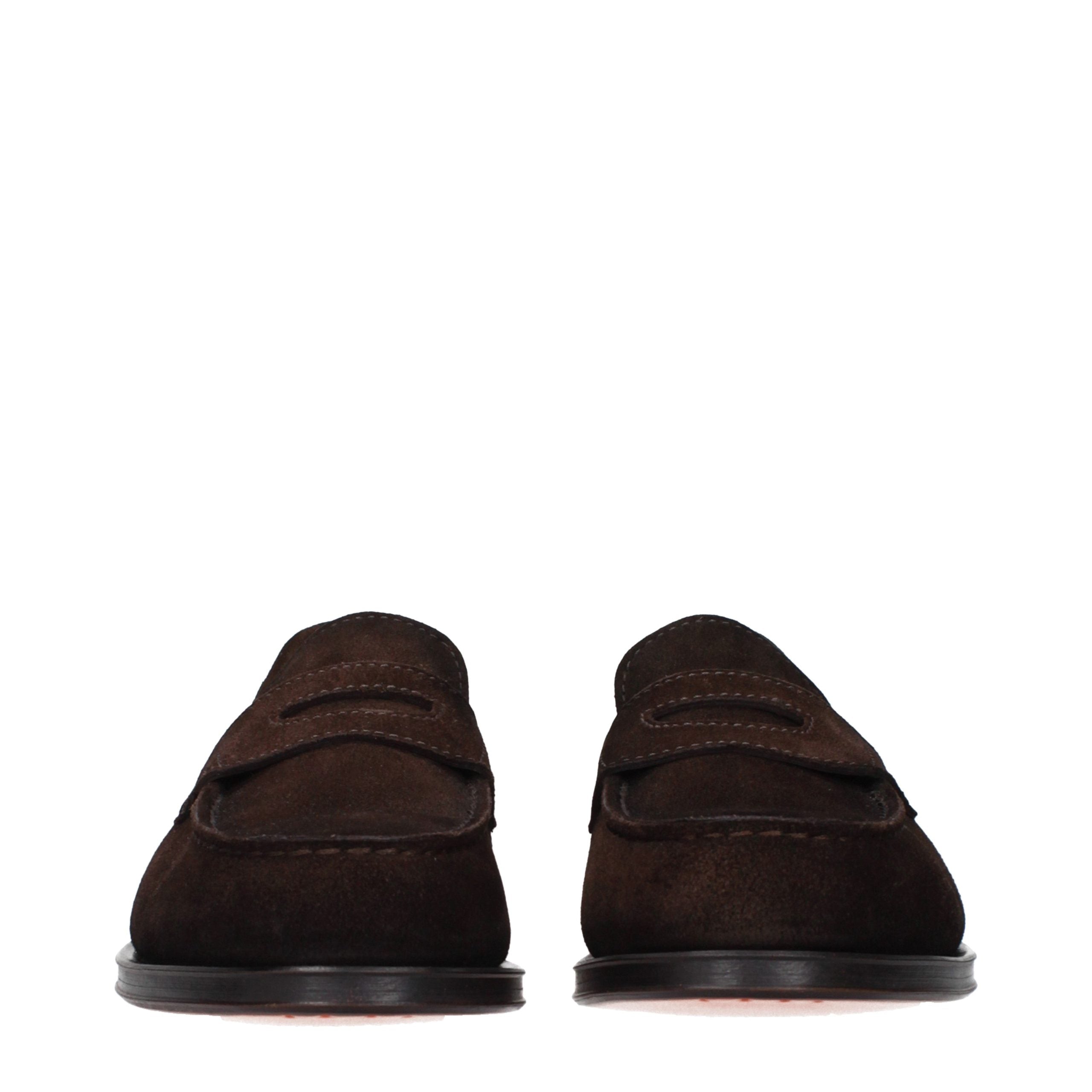 Elevate your style with Santoni Brown Leather Slip-On Loafers, where exquisite craftsmanship meets timeless elegance, perfect for the discerning individual.