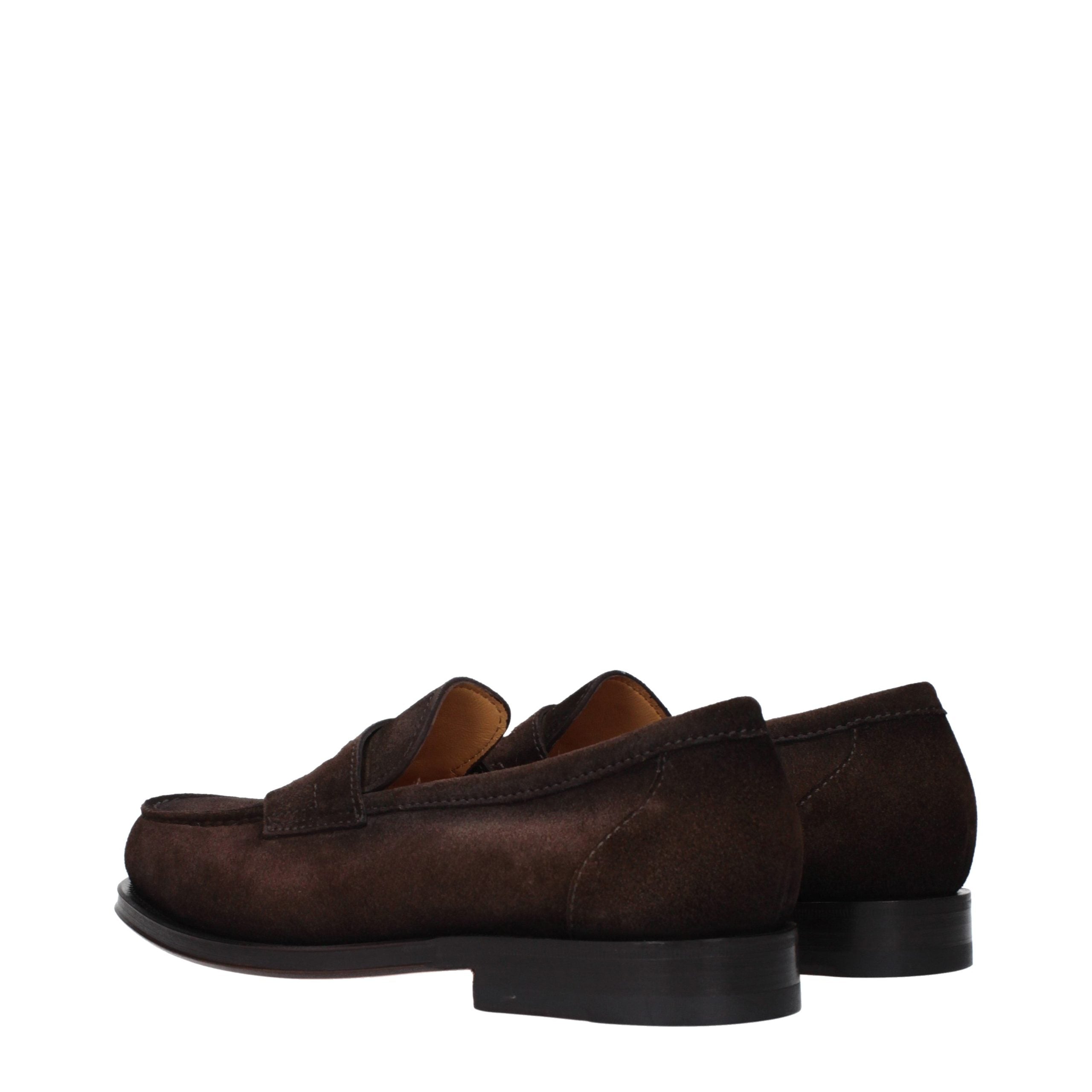 Experience the exquisite craftsmanship of Santoni Brown Leather Slip-On Loafers, where sumptuous suede meets timeless elegance for the discerning individual.