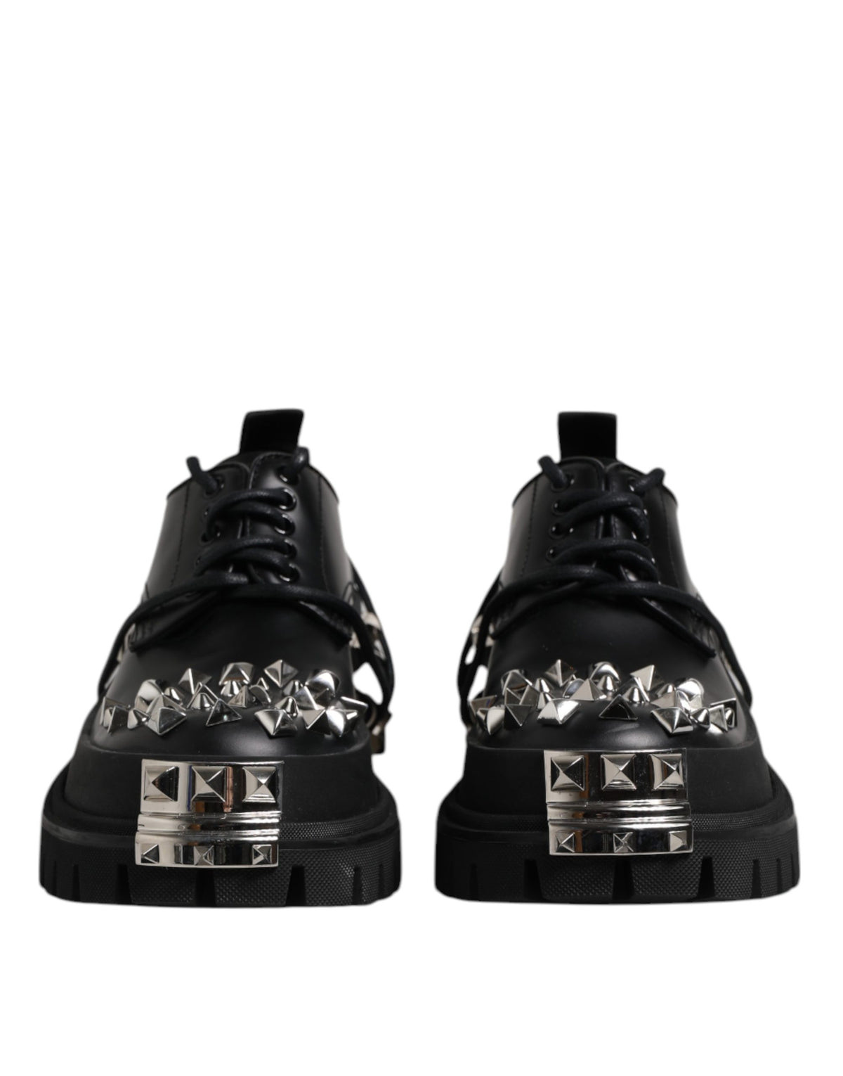 Dolce & Gabbana Black Studded Leather Derby Shoes for Distinction