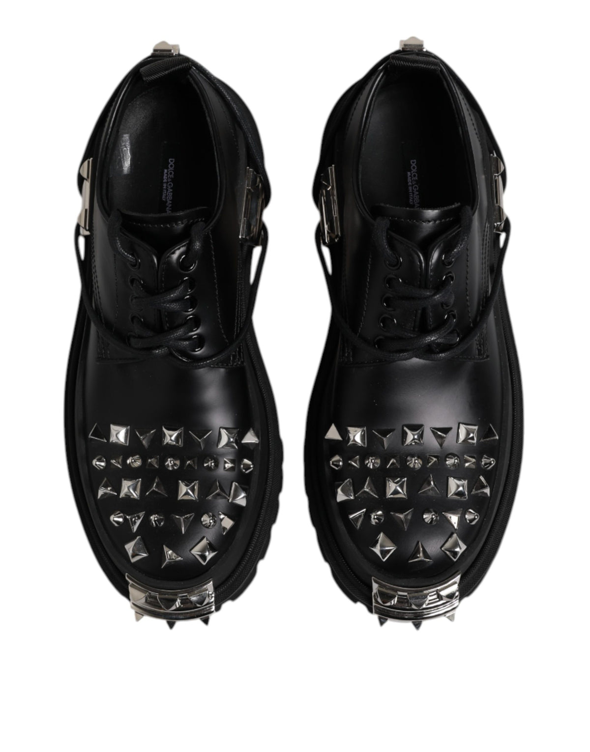 Dolce & Gabbana Black Studded Leather Derby Shoes for Distinction