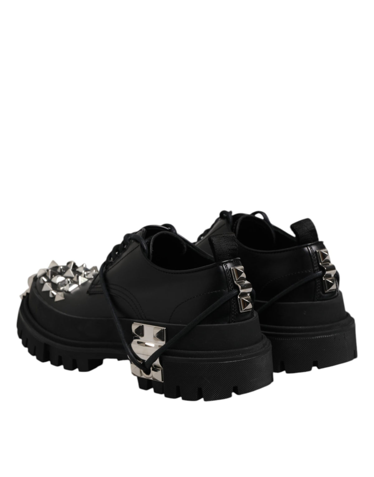 Dolce & Gabbana Black Studded Leather Derby Shoes for Distinction