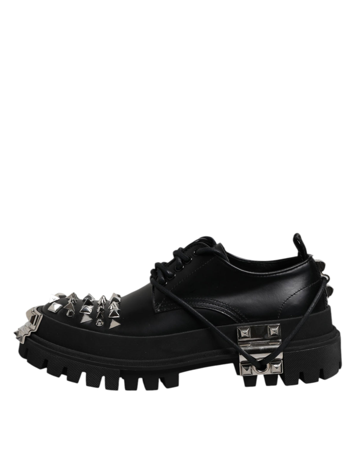 Dolce & Gabbana Black Studded Leather Derby Shoes for Distinction