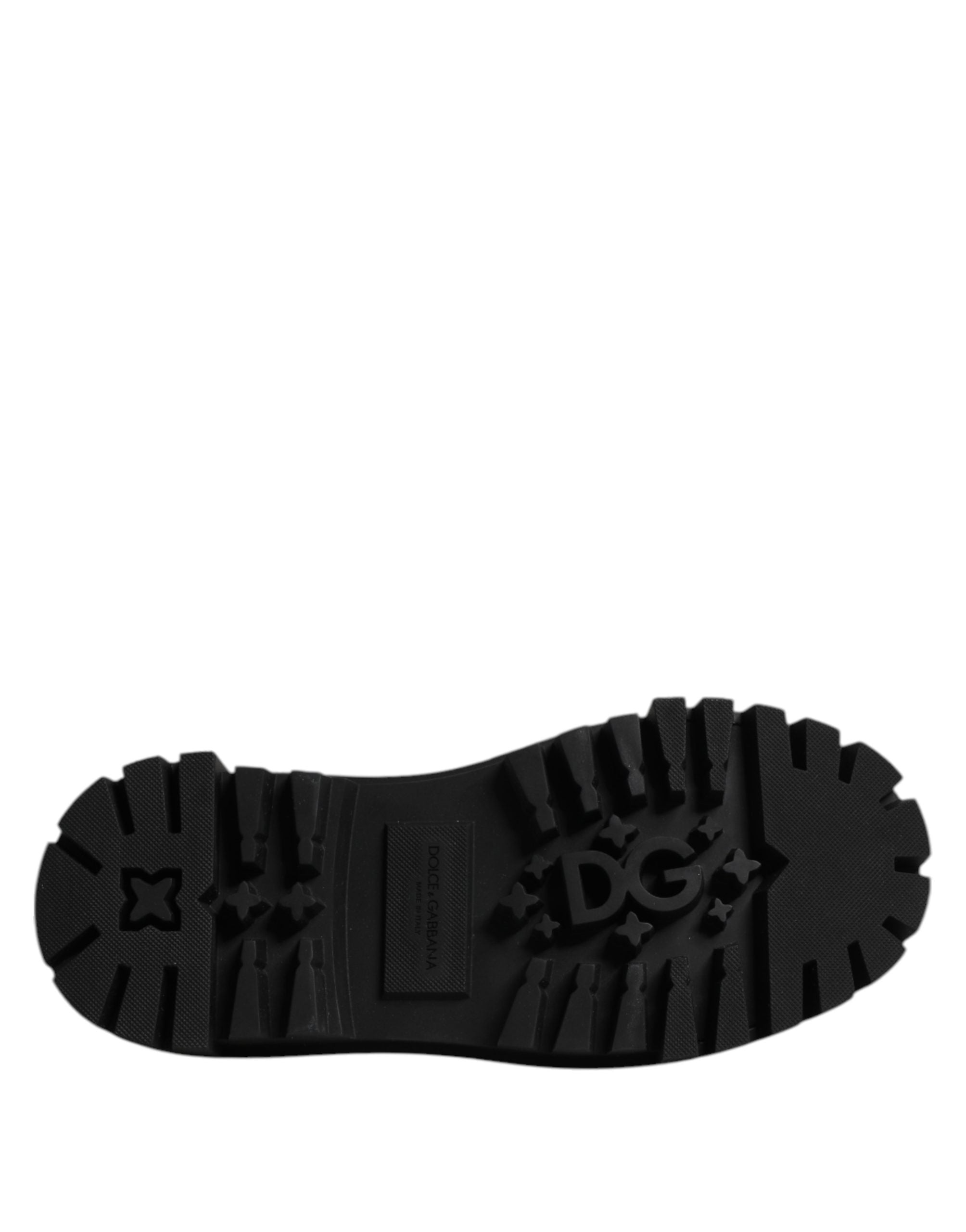 Dolce & Gabbana Black Leather Hi-Trekking Derby Shoes Luxury