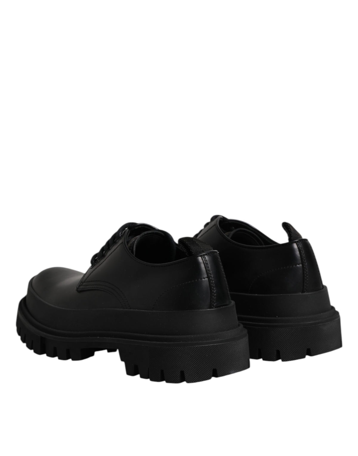 Dolce & Gabbana Black Leather Hi-Trekking Derby Shoes Luxury