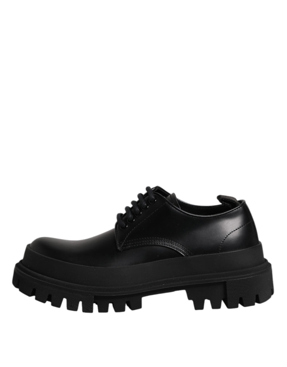 Dolce & Gabbana Black Leather Hi-Trekking Derby Shoes Luxury