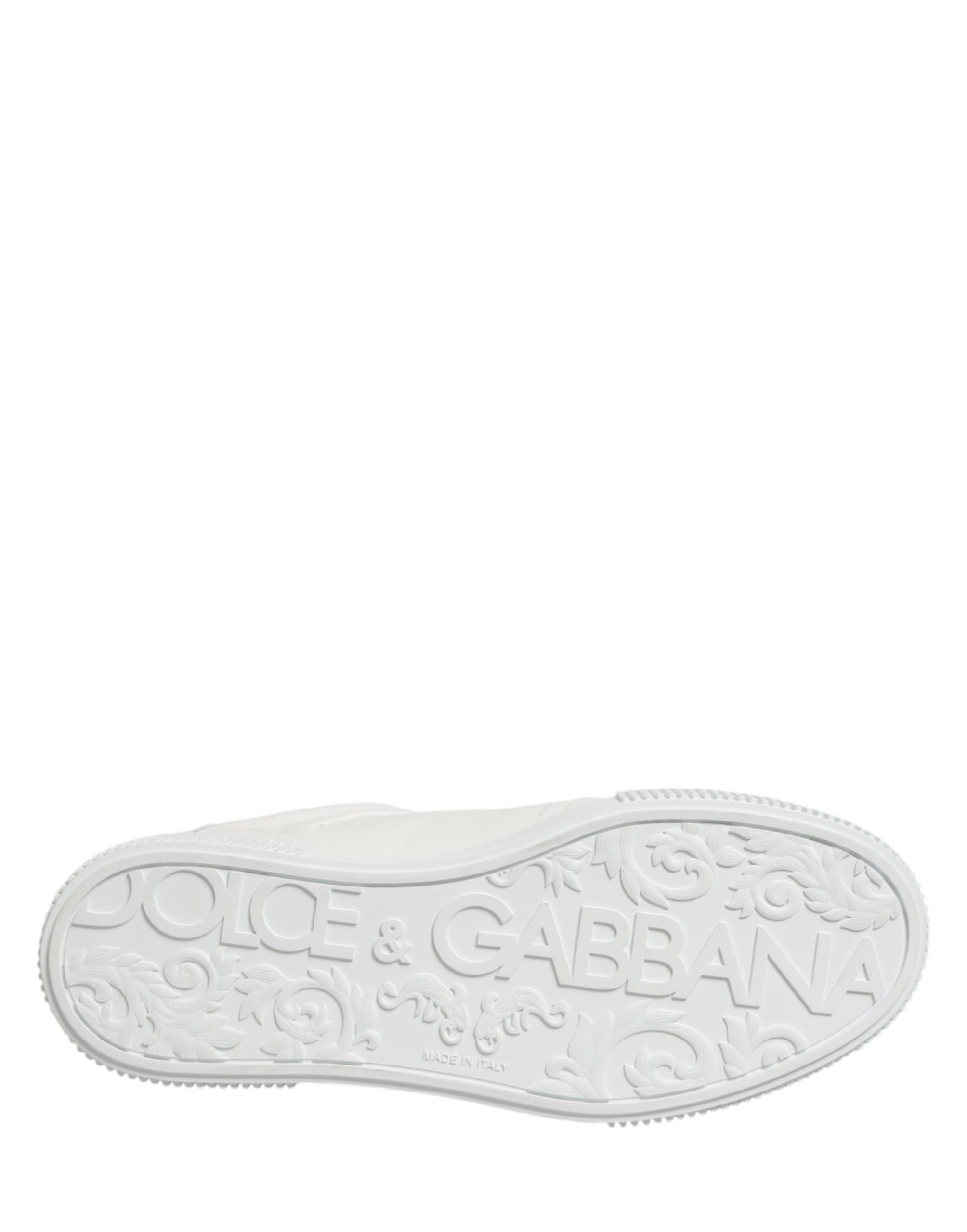 Indulge in the exquisite Dolce & Gabbana White Miami Leather Low Top Sneakers, where luxurious calfskin meets exceptional craftsmanship for a refined lifestyle.