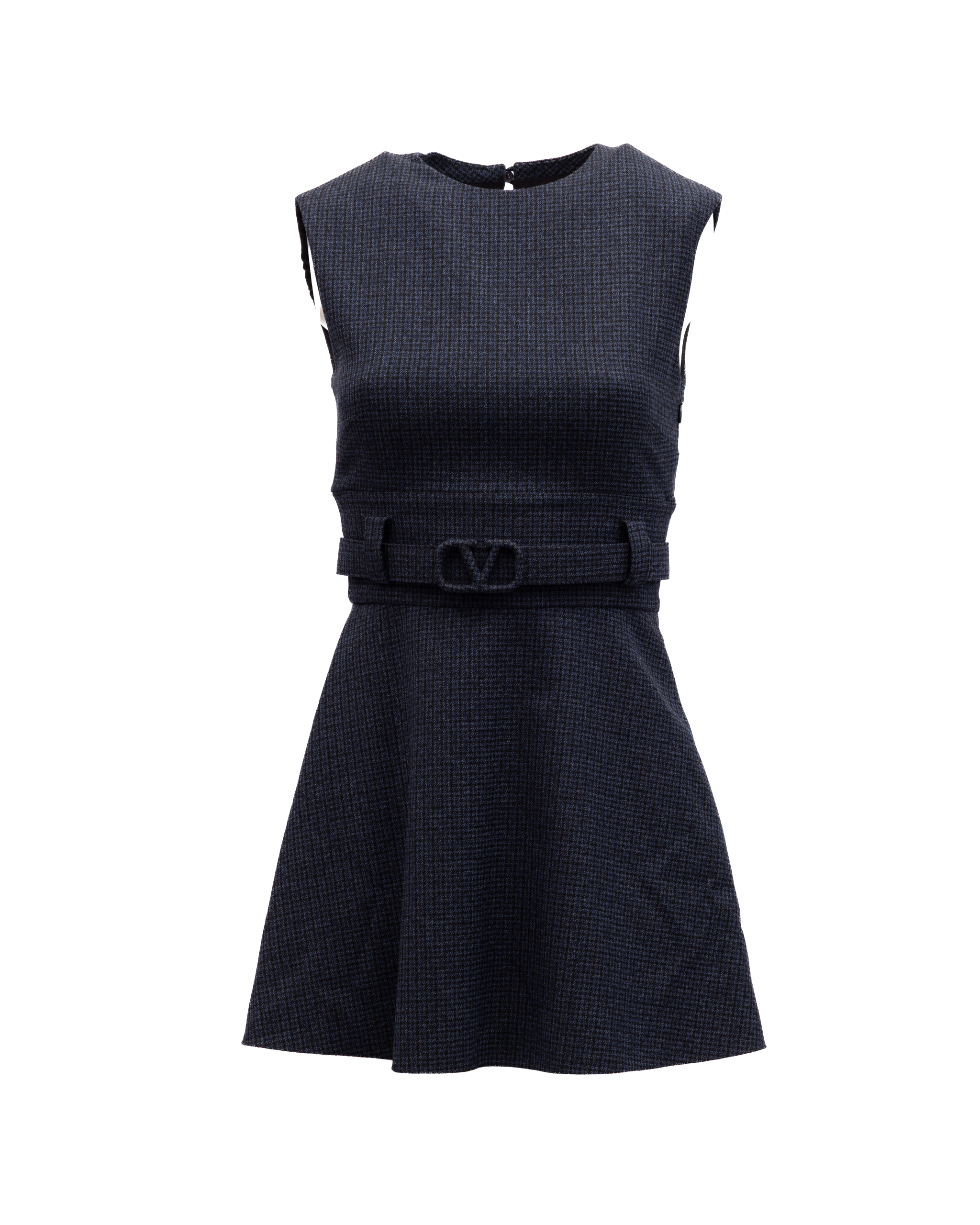 Valentino Garavani Navy Check Sleeveless Mini Dress