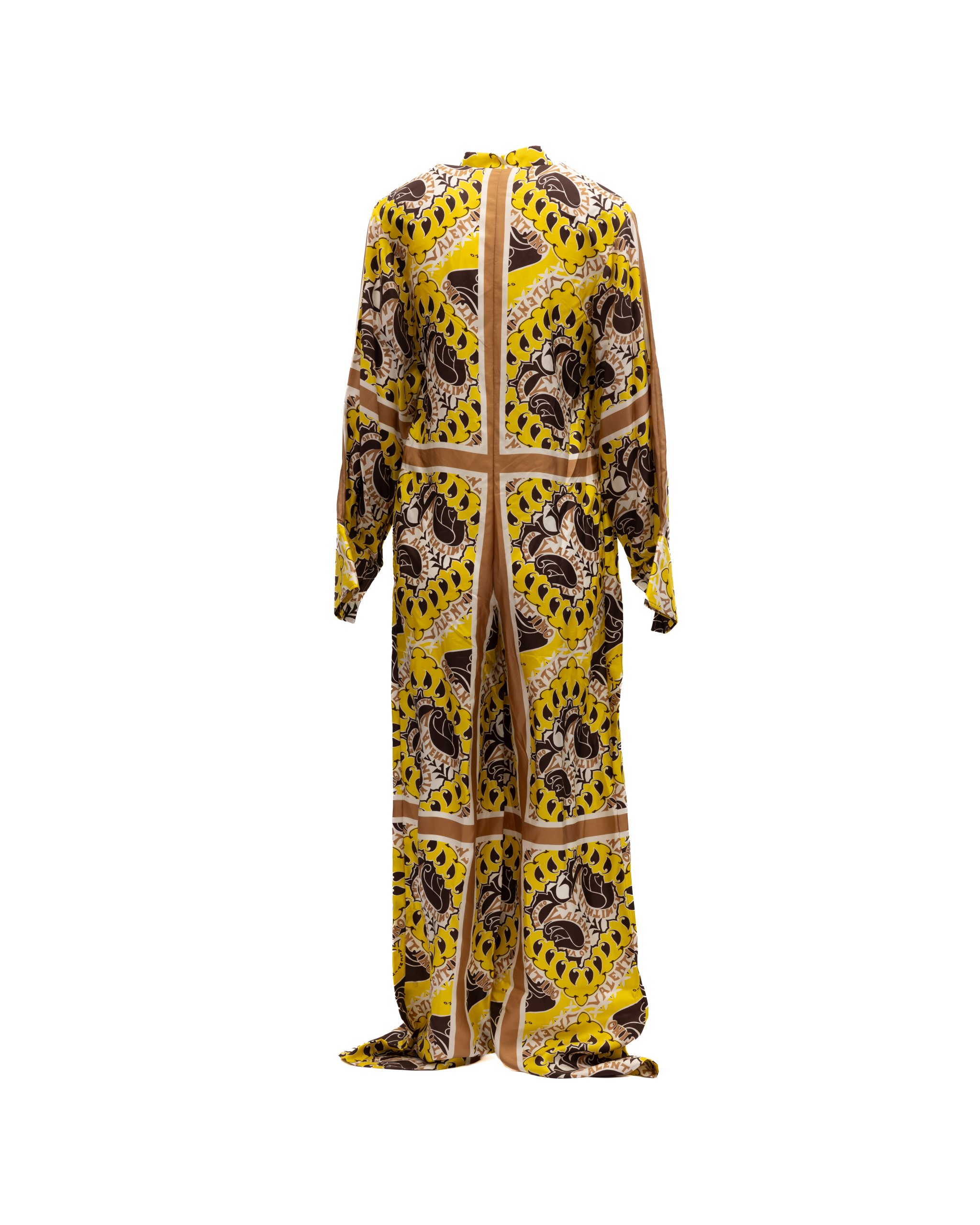 Valentino Garavani Yellow Paisley Print Wide-Leg Jumpsuit