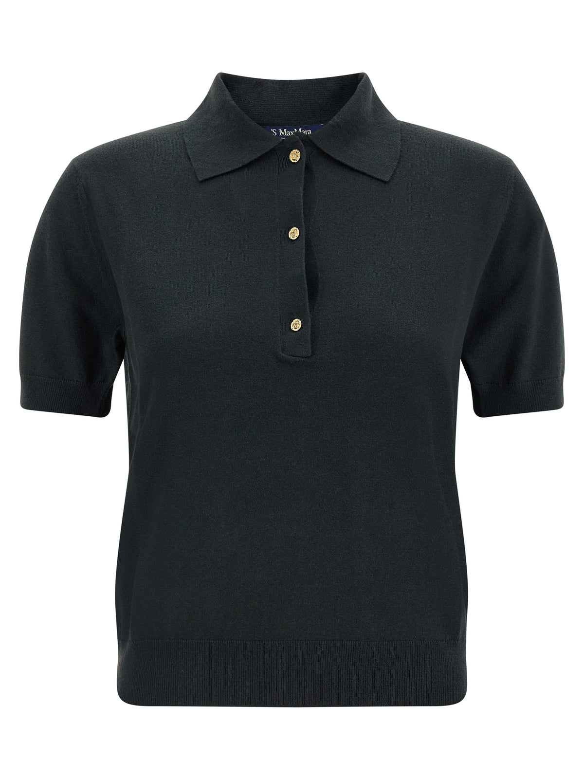 Experience the exquisite allure of the 'S Max Mara Black Cotton Polo Shirt, a luxurious blend of cotton, silk, and cashmere that embodies timeless elegance and refined minimalism.