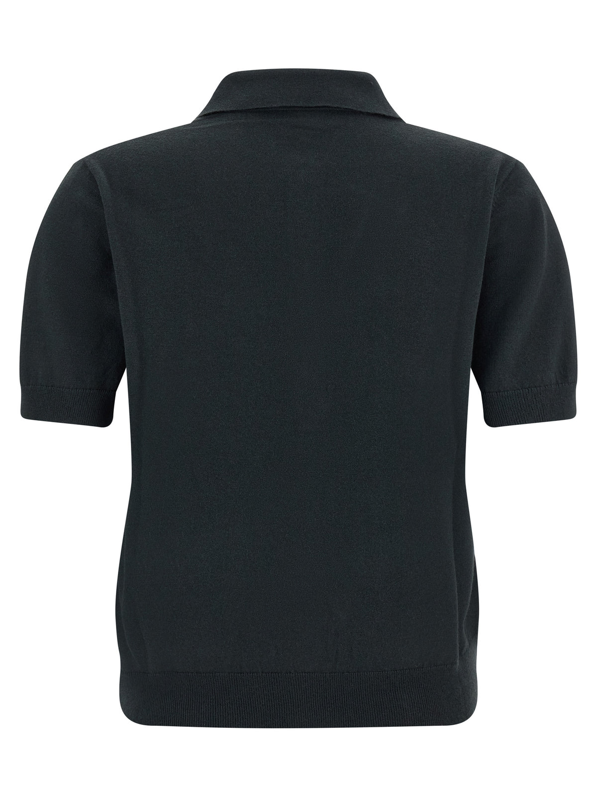Experience the exquisite allure of the 'S Max Mara Black Cotton Polo Shirt, a luxurious blend of cotton, silk, and cashmere that embodies refined elegance and timeless sophistication.
