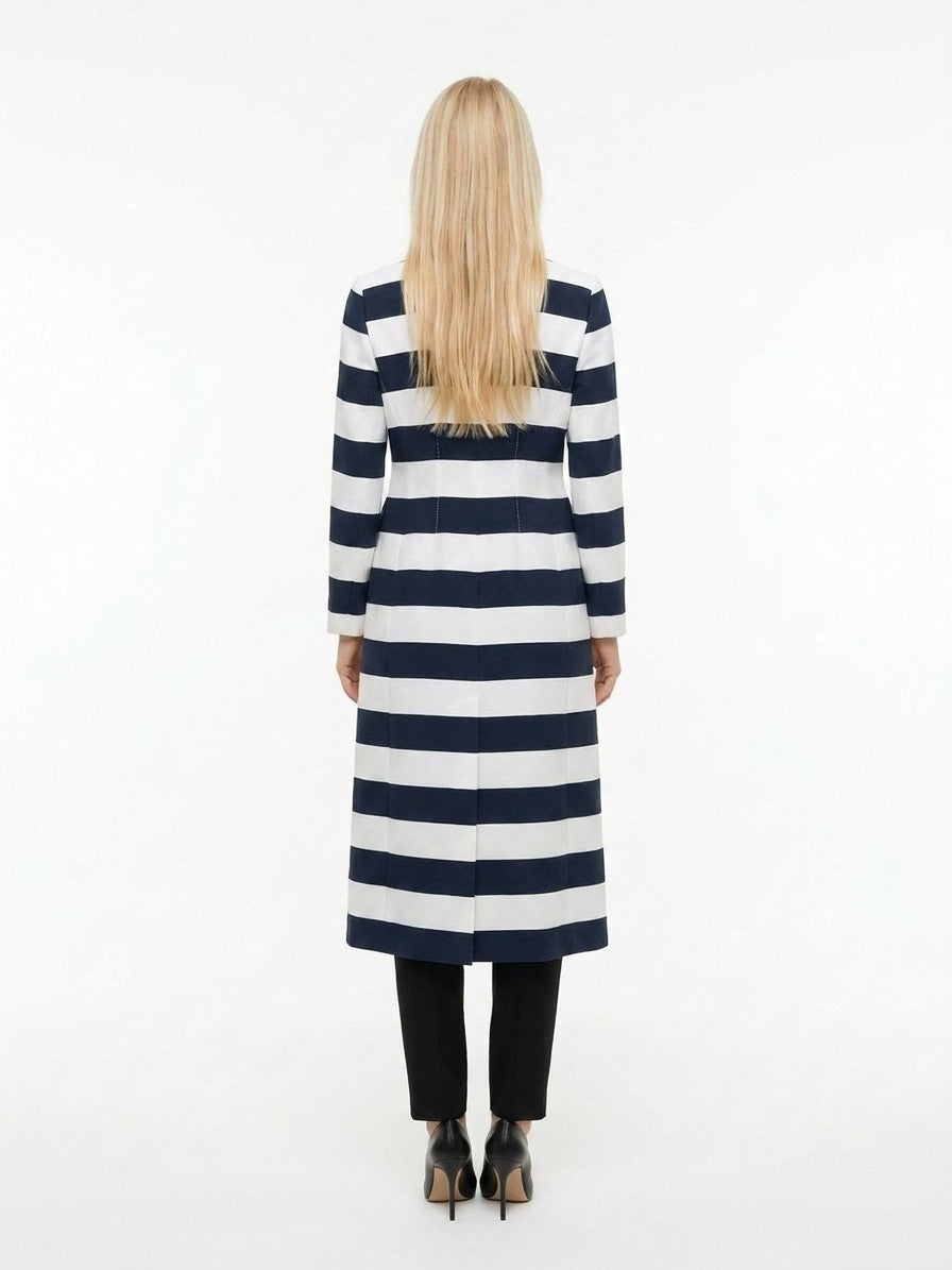 Dolce & Gabbana Navy Blue Viscose Coat - Timeless Luxury Elegance