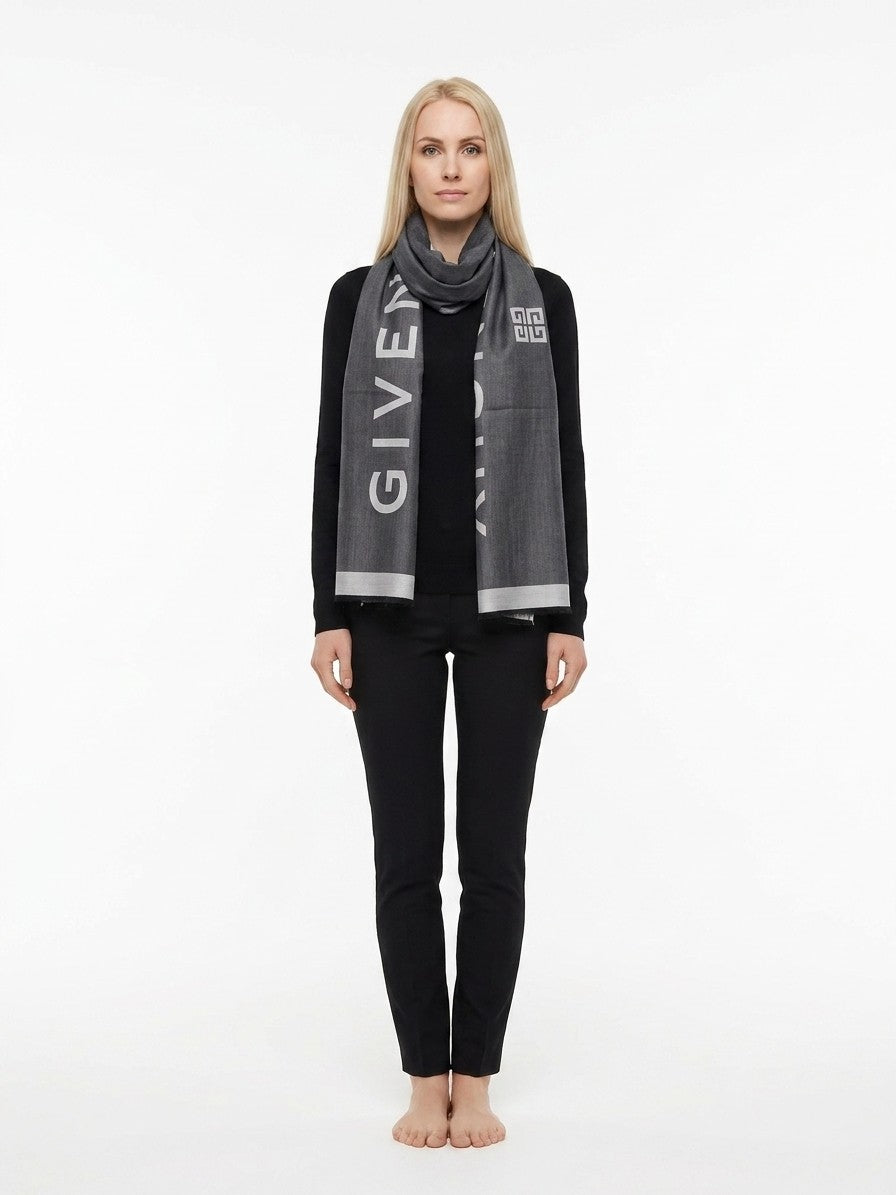 Givenchy Gray Silk Scarf - Timeless Luxury for Discerning Elegance