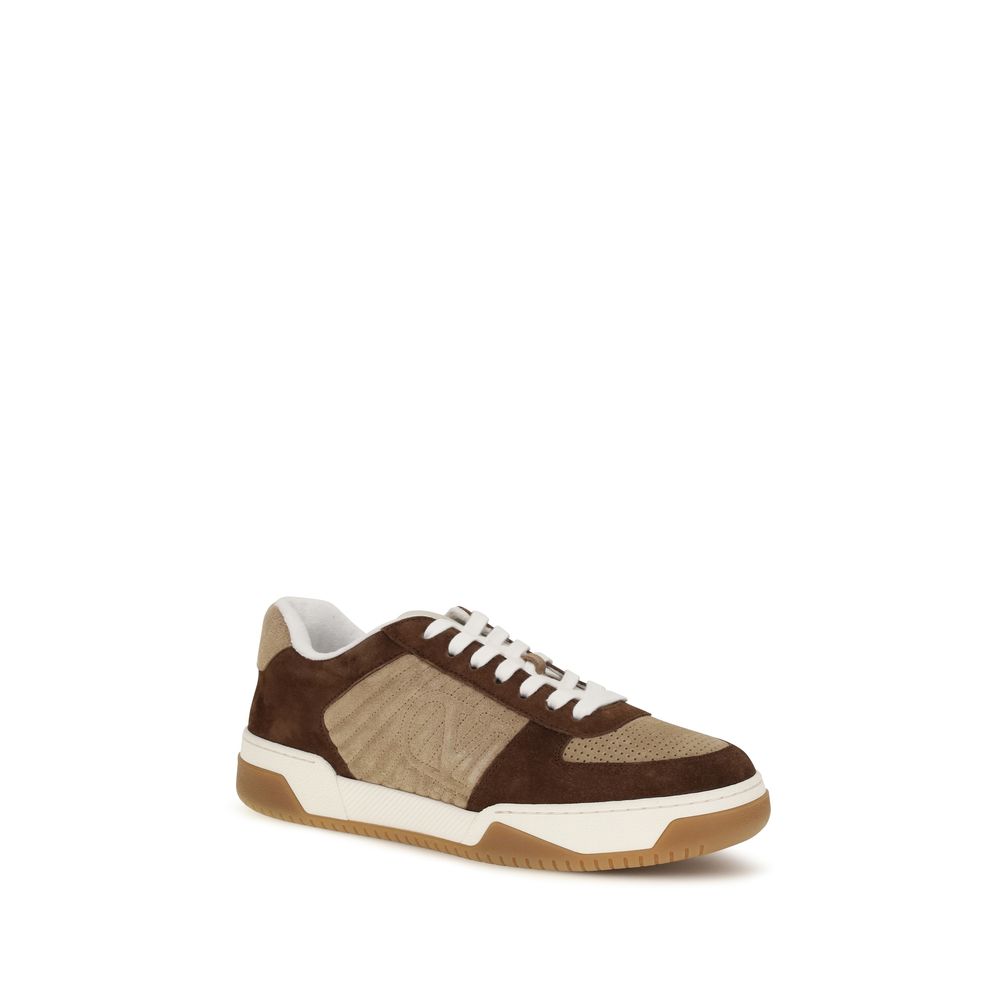 Experience the exquisite blend of suede and nappa leather in Valentino Garavani's Brown Napa Leather Athletic Sneakers, a statement of luxury and refined taste for the discerning individual.