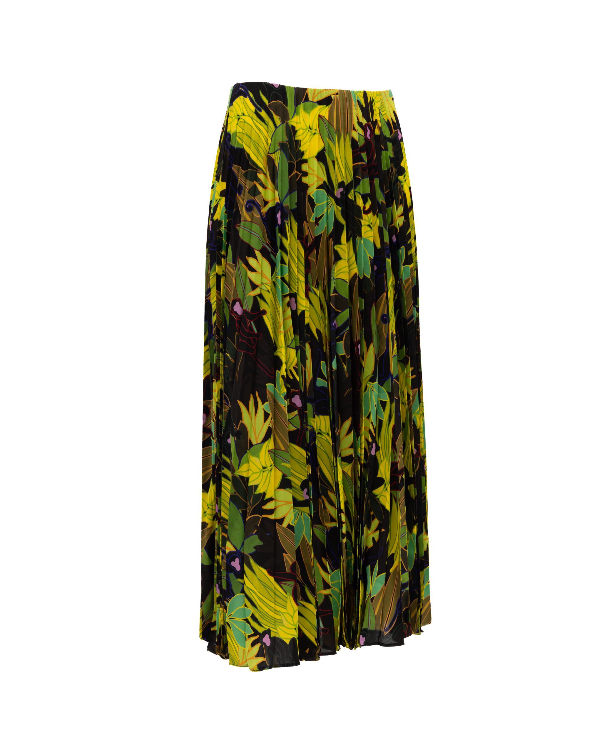 Valentino Garavani Green Print Pleated Skirt