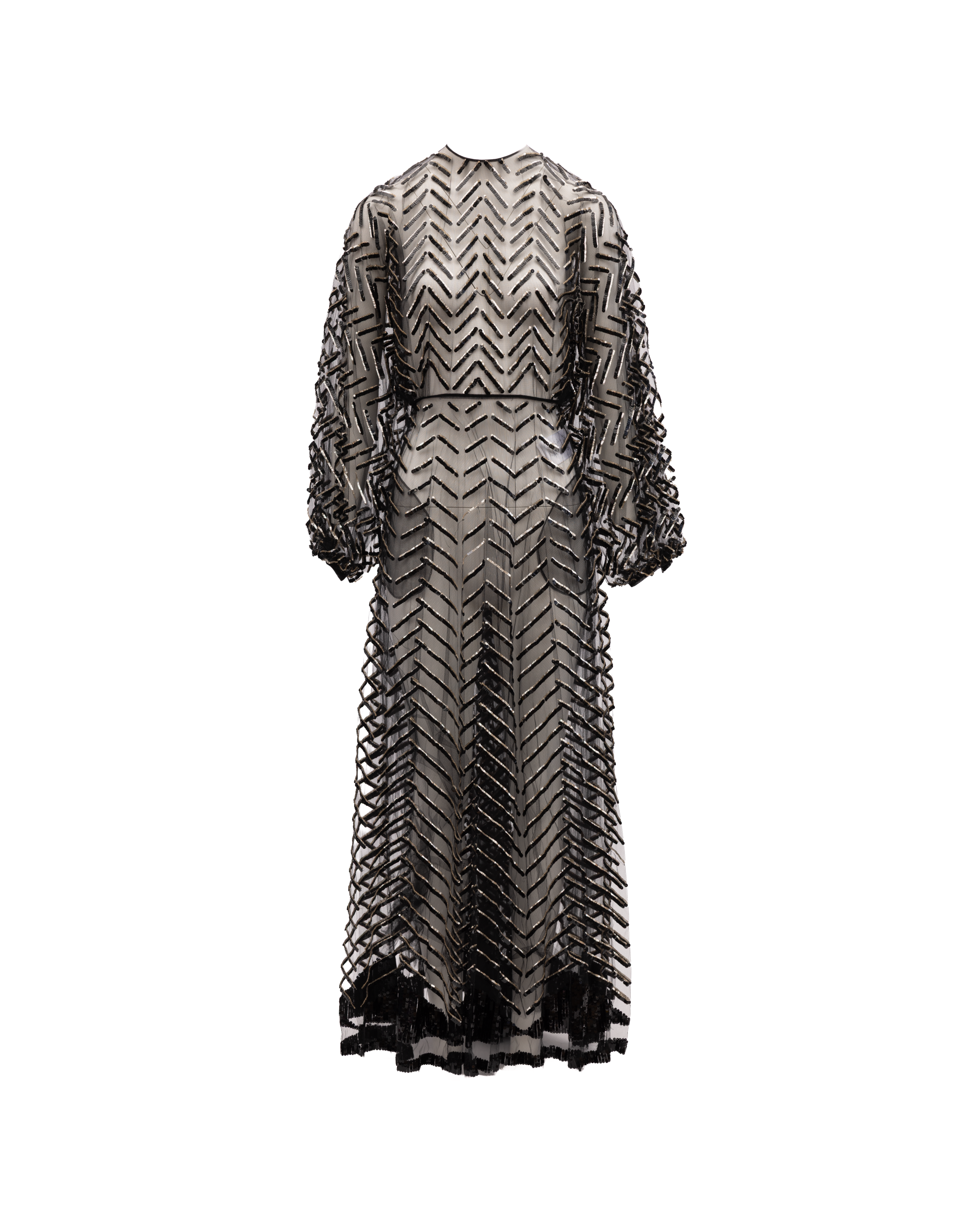 Valentino Garavani Black Embroidered Evening Dress