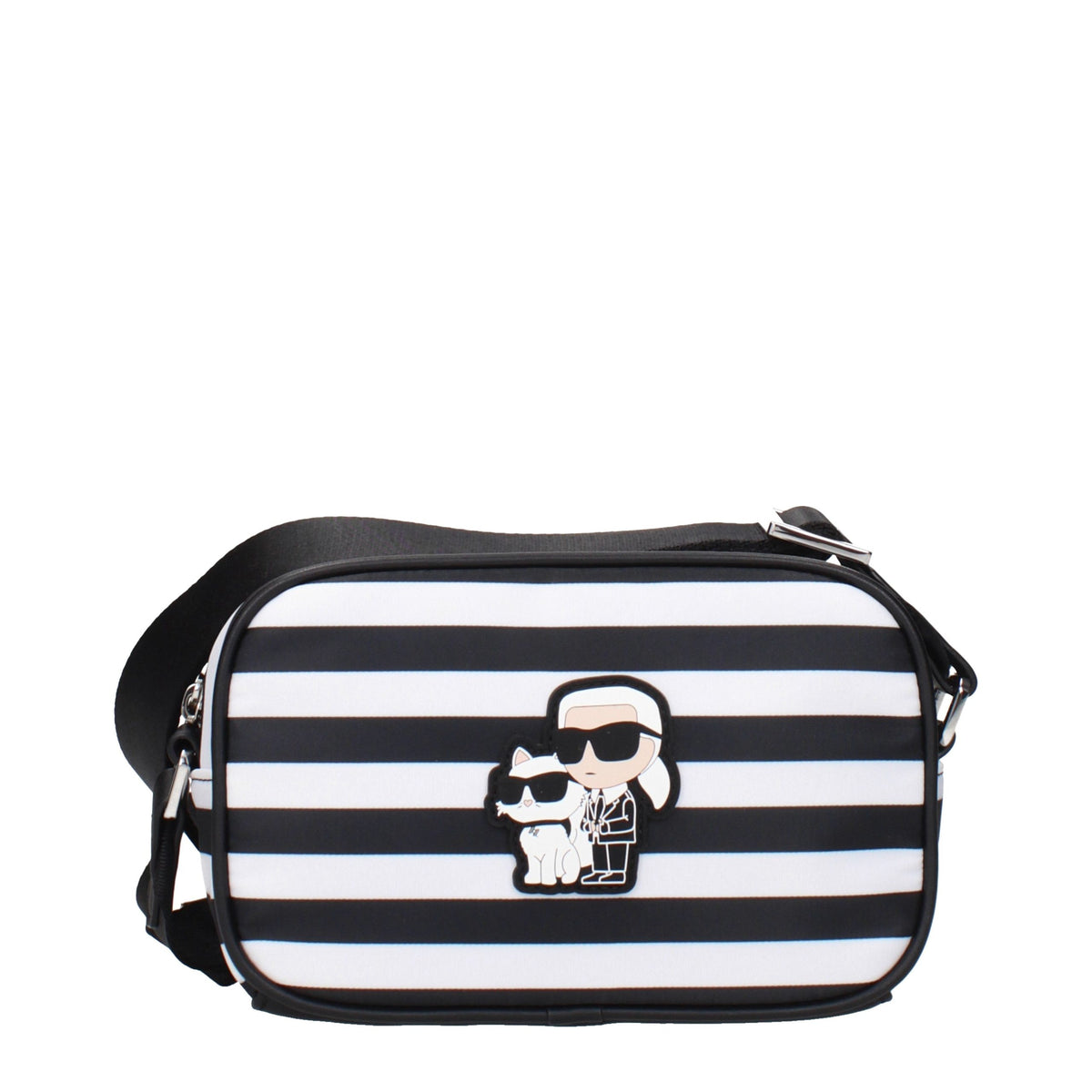 Discover the Karl Lagerfeld Black Fabric Crossbody Bag, a symbol of refined elegance and unparalleled craftsmanship, perfect for the modern connoisseur.