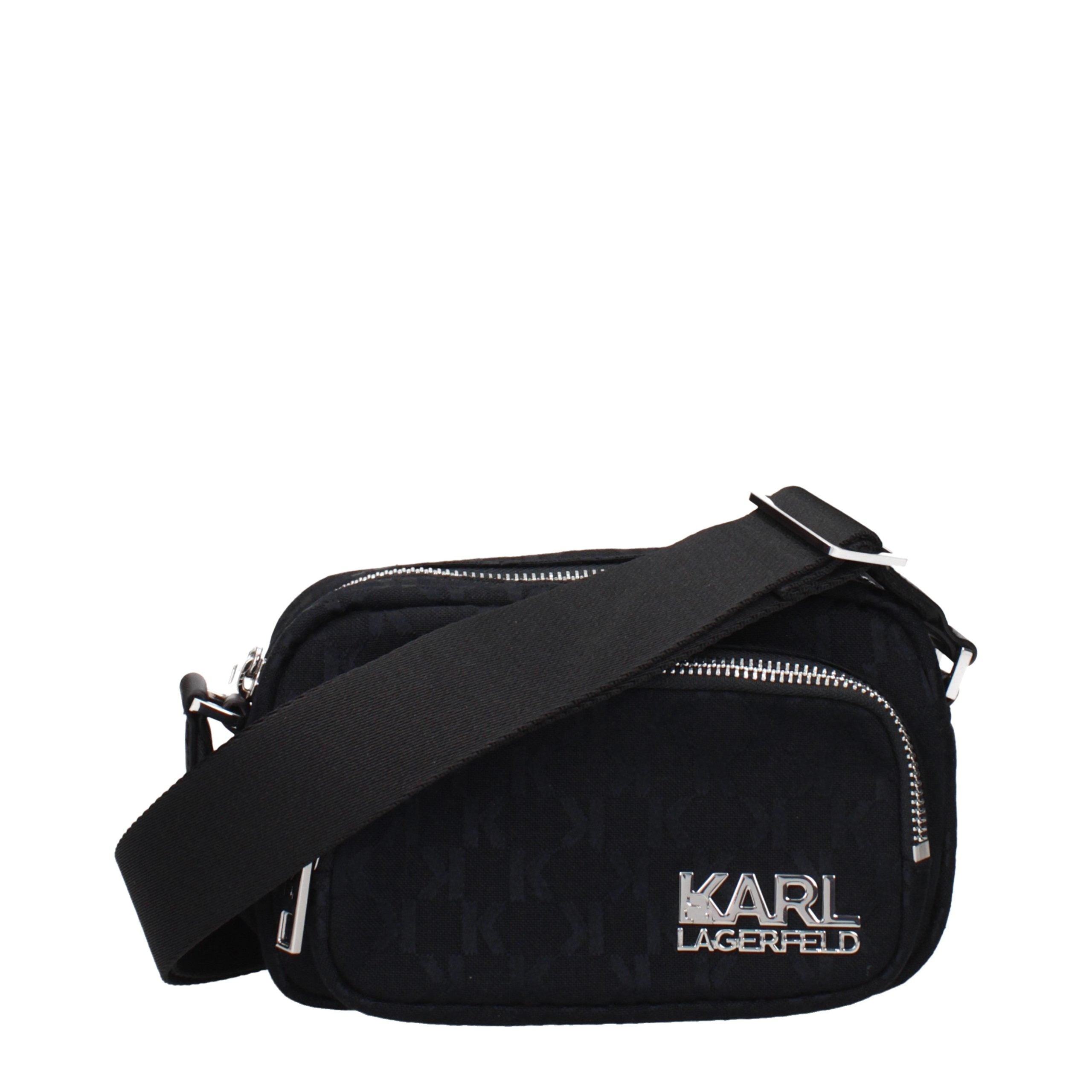 Karl Lagerfeld Black Fabric Crossbody Bag - Timeless Luxury Accessory