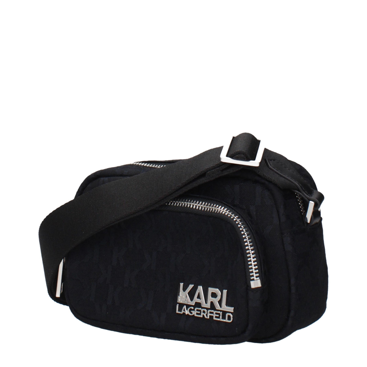 Discover the Karl Lagerfeld Black Fabric Crossbody Bag, a symbol of modern elegance crafted for the discerning individual who appreciates timeless luxury and sophisticated style.