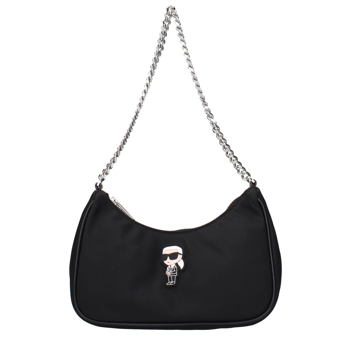 Karl Lagerfeld Black Fabric Shoulder Bag - Timeless Luxury Elegance
