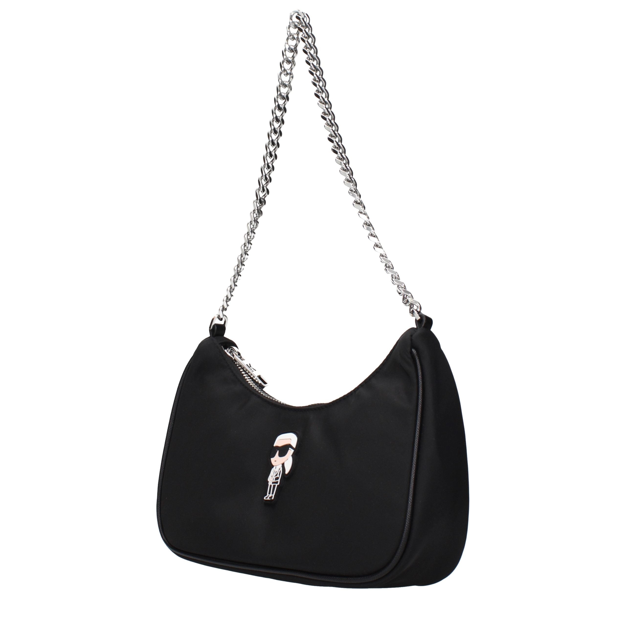 Karl Lagerfeld Black Fabric Shoulder Bag - Exquisite Luxury Style