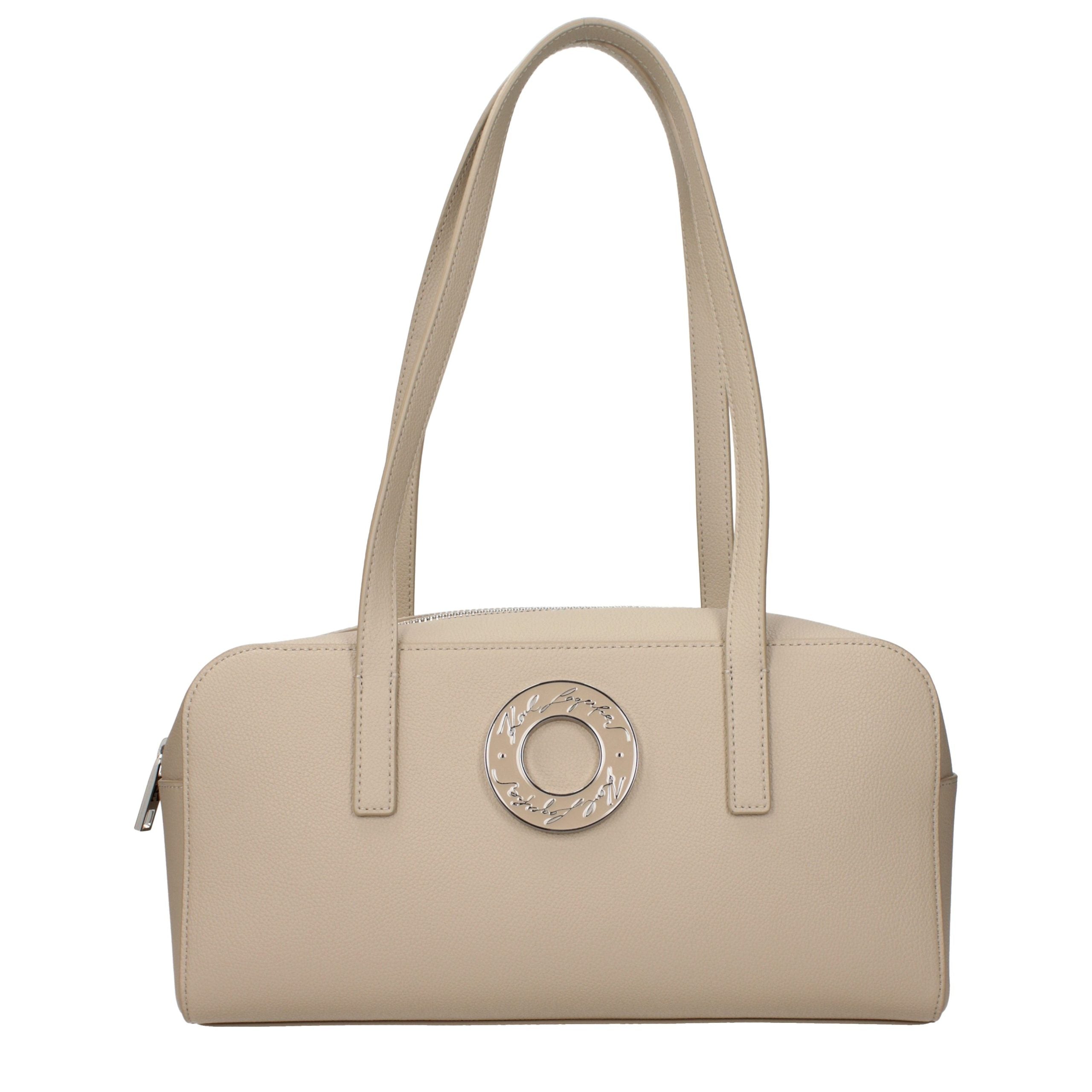 Karl Lagerfeld Beige Leather Shoulder Bag - Exquisite Luxury Fashion