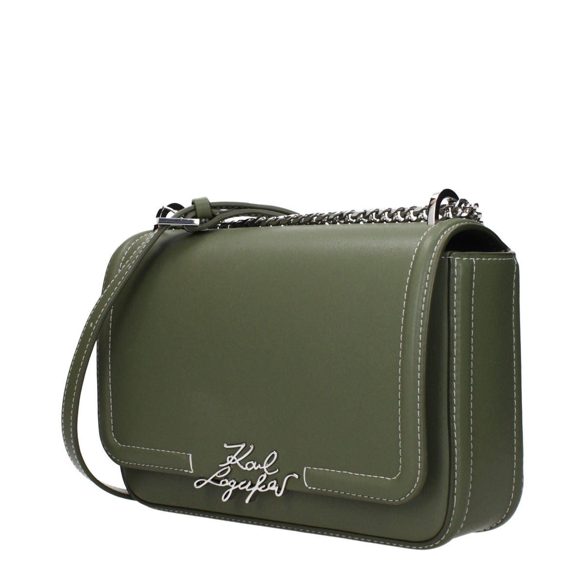 Indulge in the exquisite Karl Lagerfeld Green Leather Shoulder Bag, a symbol of luxury and sophistication, perfect for elevating any ensemble with timeless elegance.
