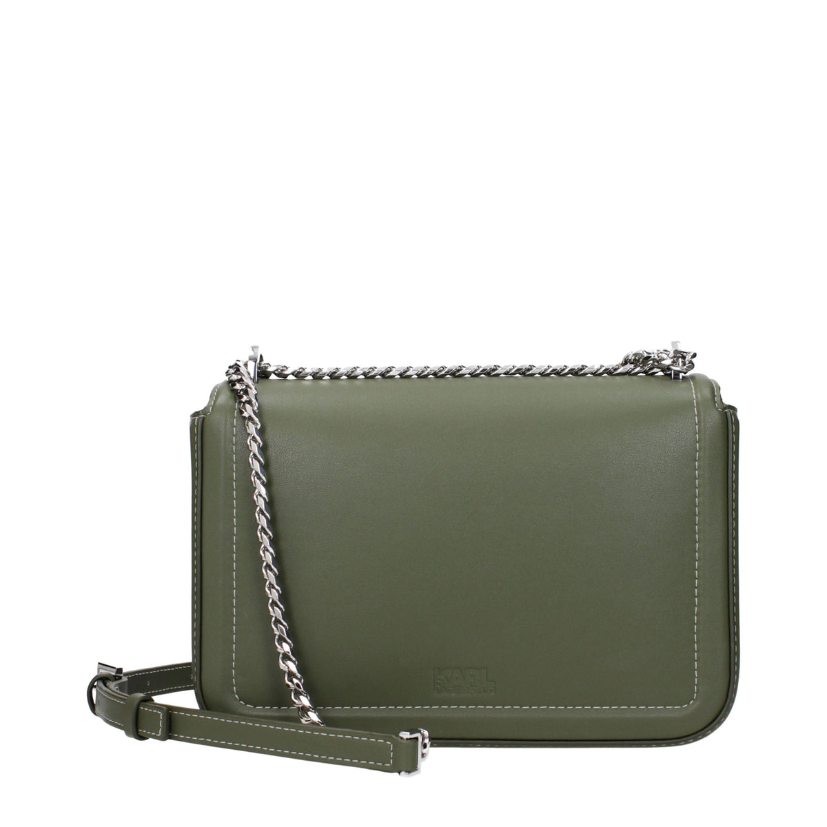 Discover the Karl Lagerfeld Green Leather Shoulder Bag, a masterpiece of exquisite craftsmanship and timeless elegance, perfect for elevating any ensemble.