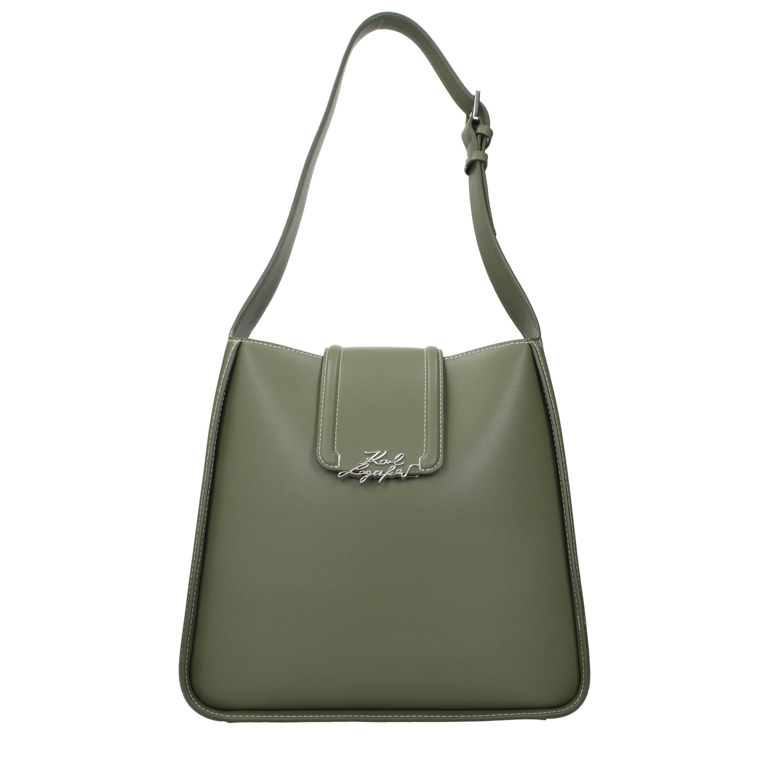 Karl Lagerfeld Green Leather Shoulder Bag - Timeless Luxury Elegance