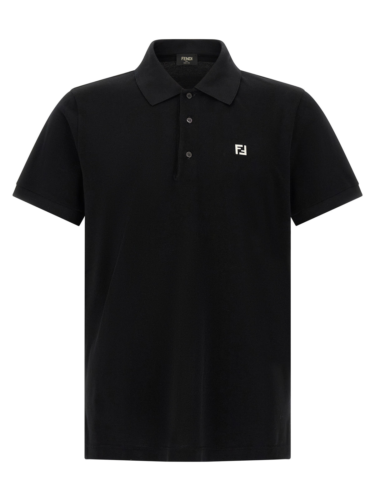 Experience the allure of the Fendi Black Cotton Polo Shirt, where exquisite craftsmanship meets timeless elegance, perfect for elevating any sophisticated wardrobe.
