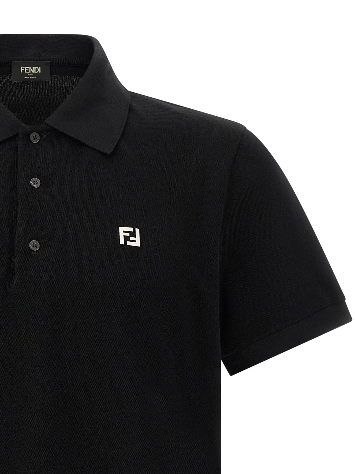 Indulge in the essence of sophistication with the Fendi Black Cotton Polo Shirt, a timeless piece crafted from luxurious cotton, perfect for elevating your style.